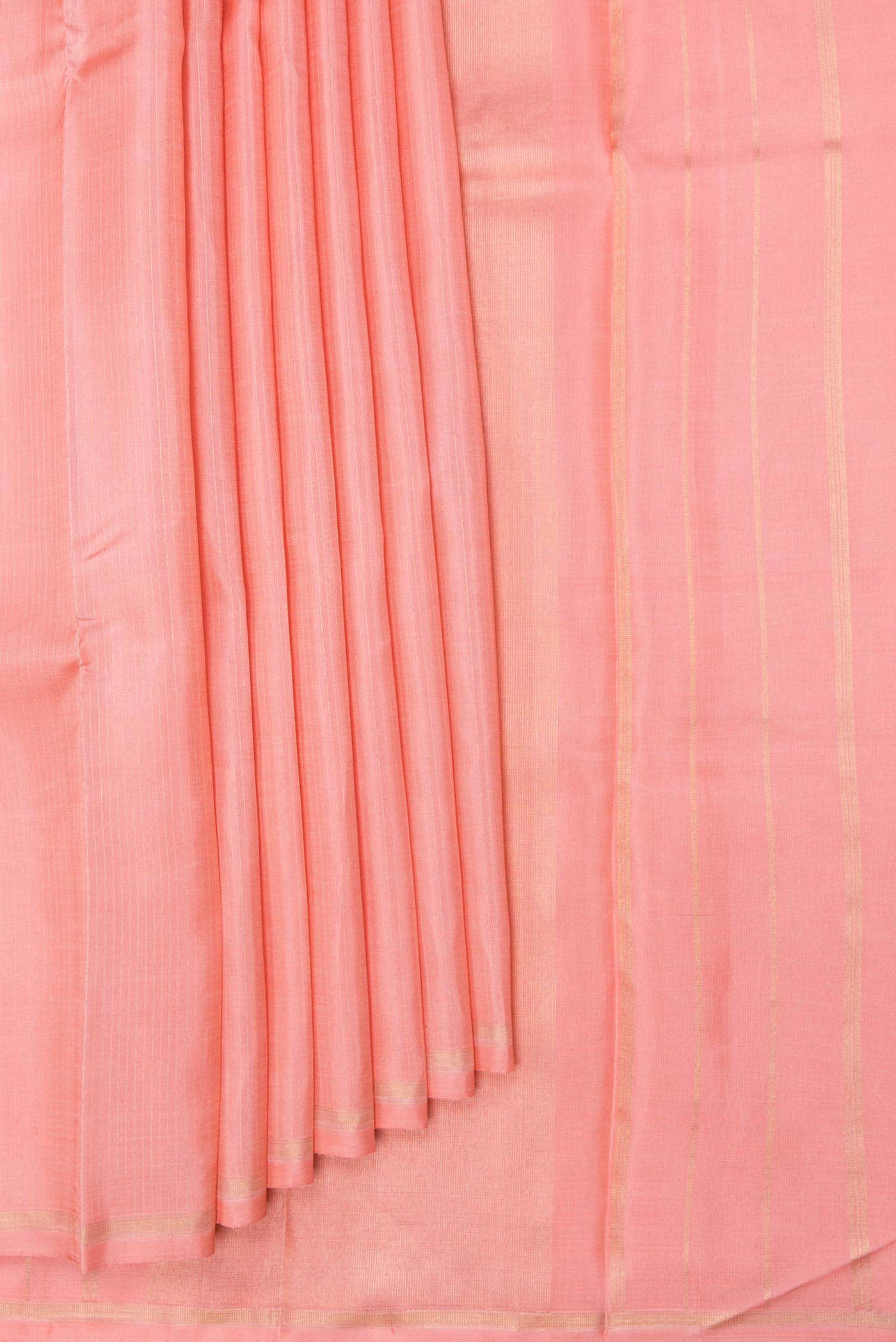 Pure Silk Pure Zari Peach Dual Tone Kanchipuram Saree