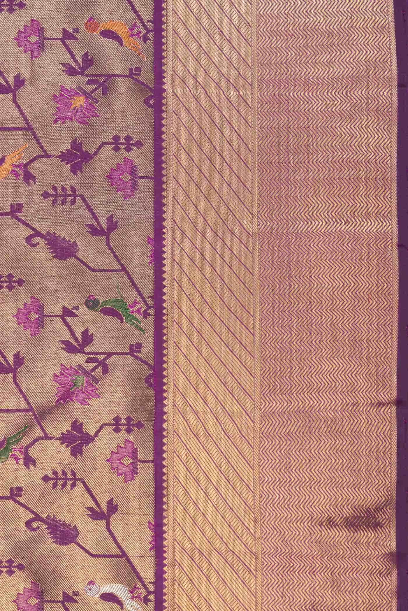 Pure Silk Pure Zari Magenta Dual Tone Kanchipuram Saree