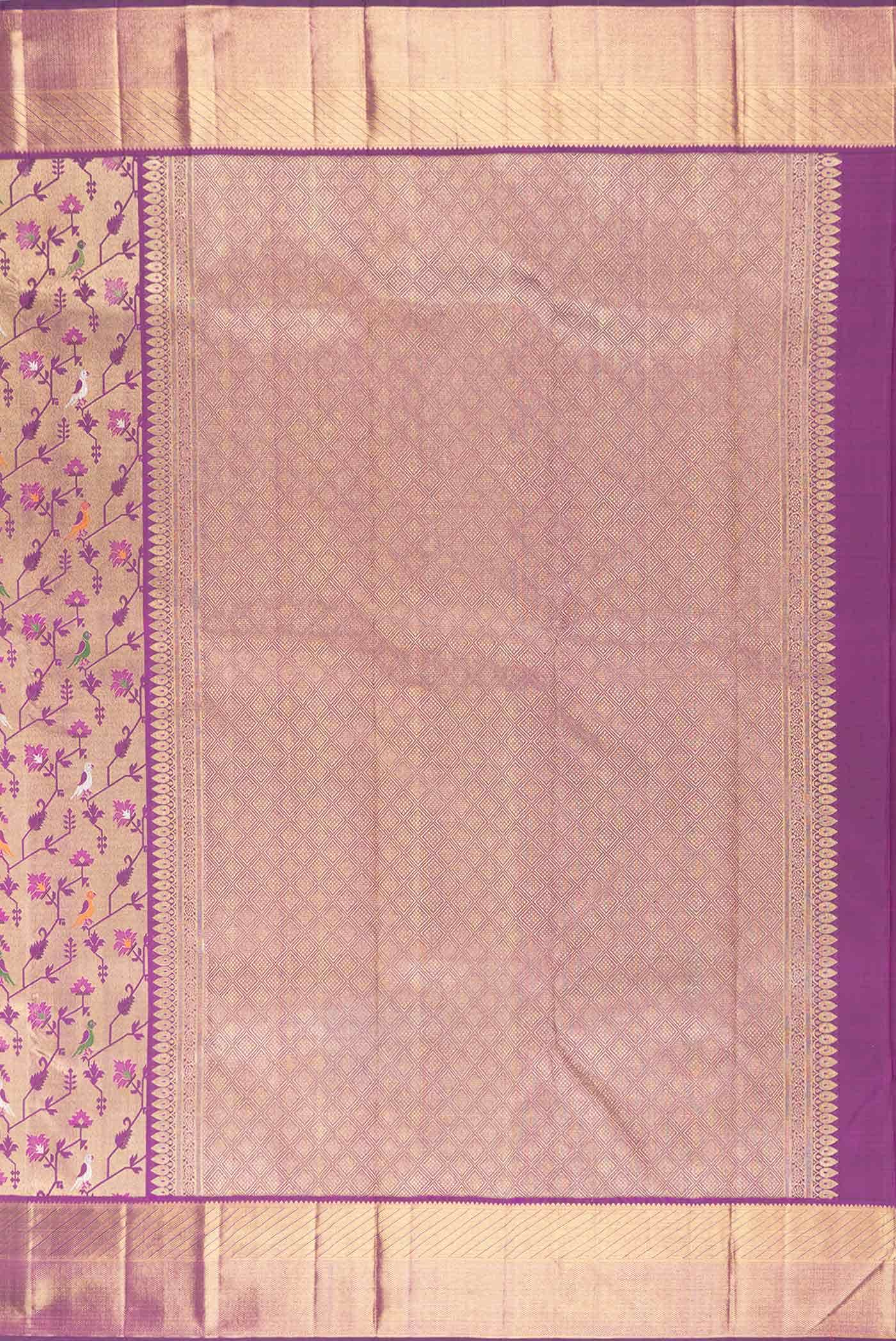 Pure Silk Pure Zari Magenta Dual Tone Kanchipuram Saree