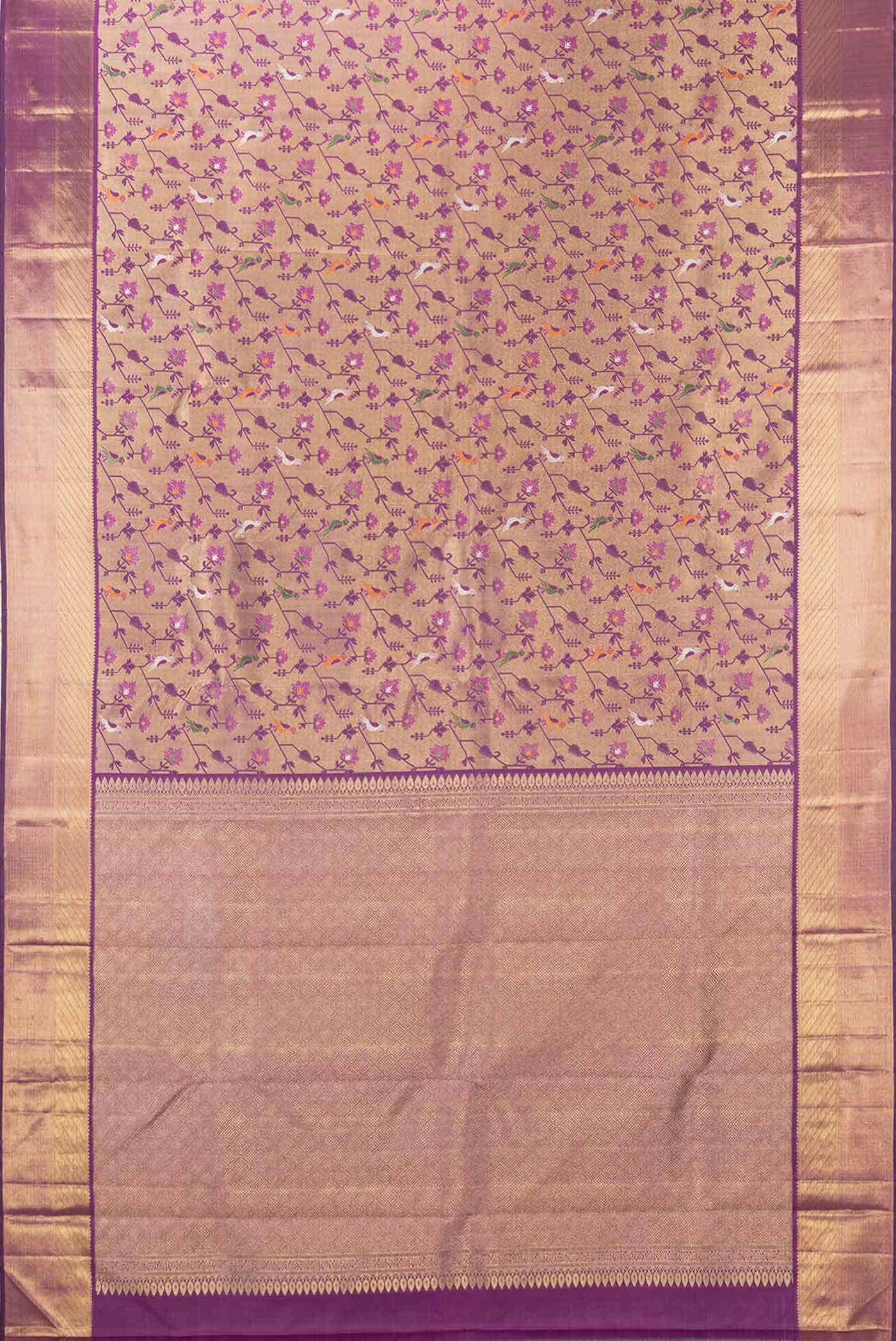 Pure Silk Pure Zari Magenta Dual Tone Kanchipuram Saree
