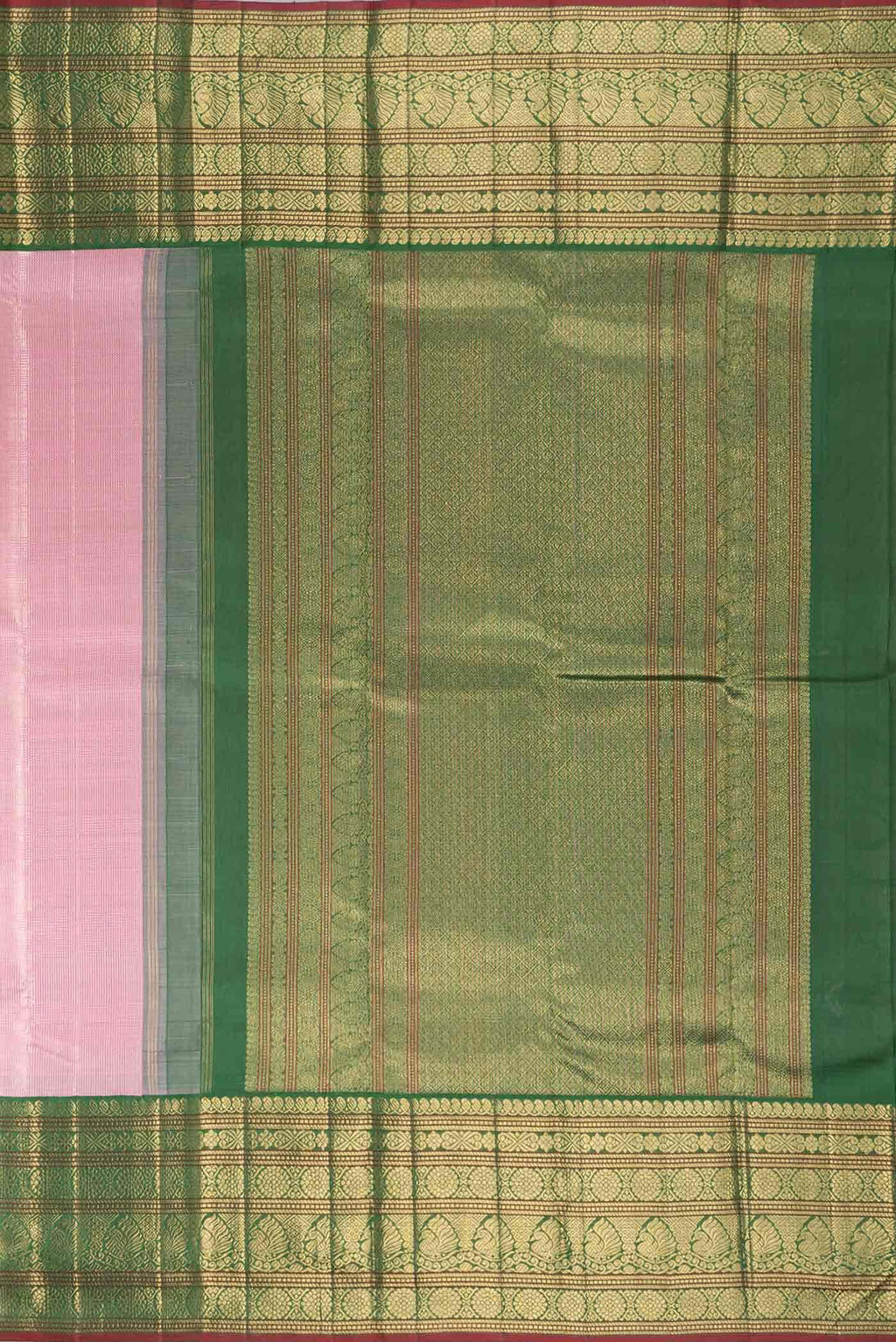 Pure Silk Pure Zari Pink Dual Tone Kanchipuram Saree