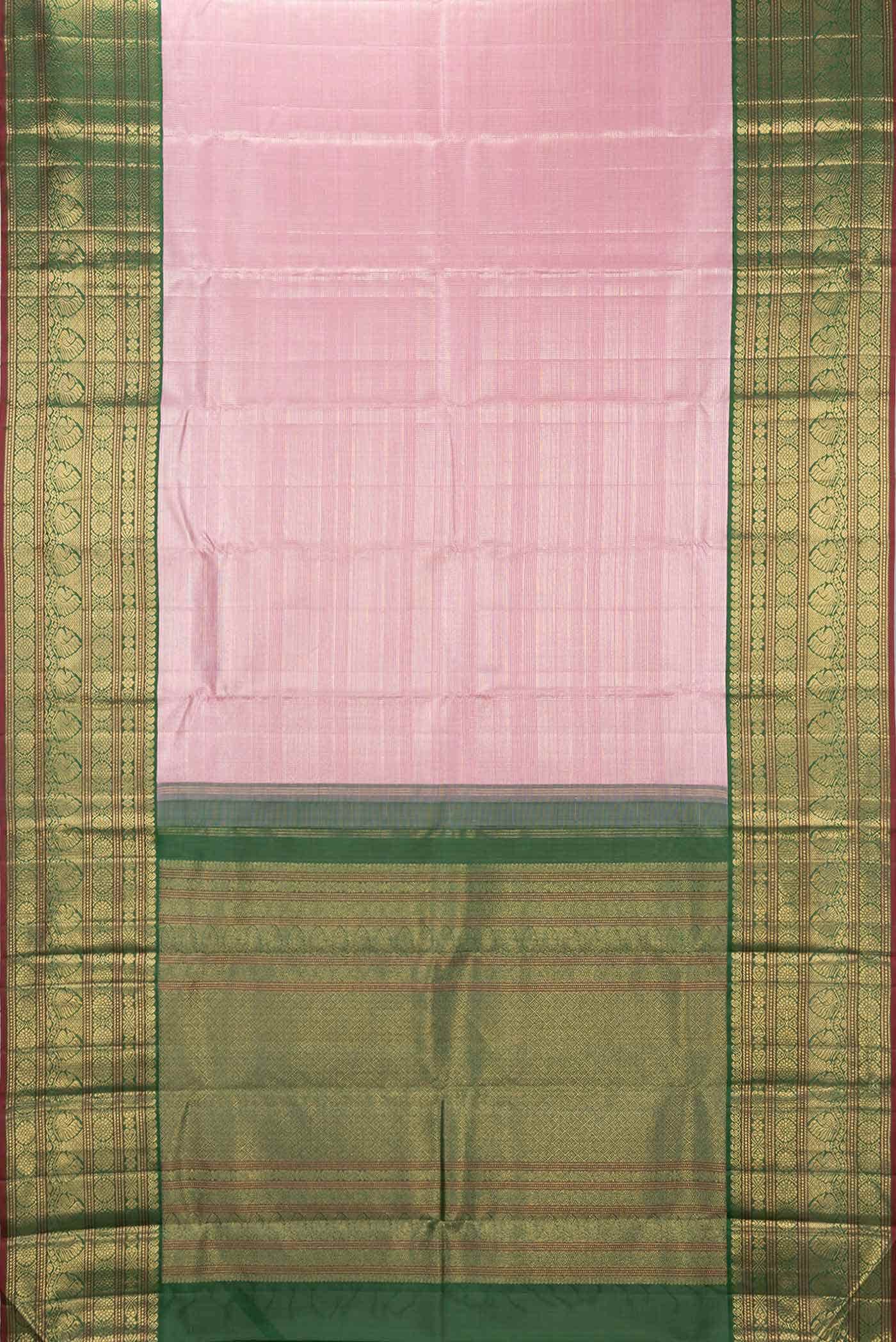 Pure Silk Pure Zari Pink Dual Tone Kanchipuram Saree