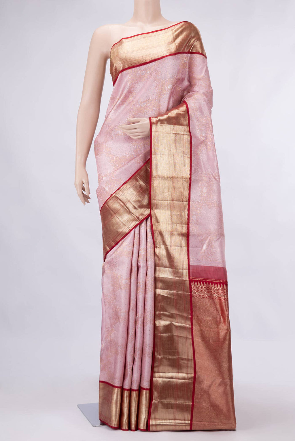 Rose pink Dual Tone Kanchipuram Silk Saree