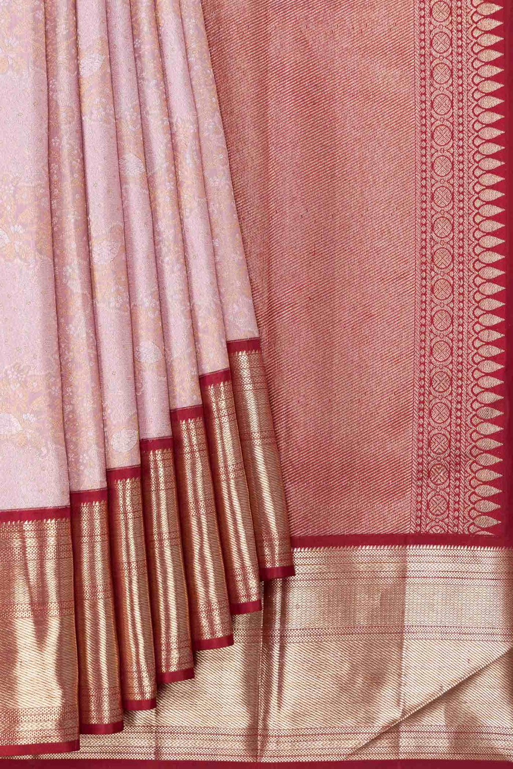 Rose pink Dual Tone Kanchipuram Silk Saree