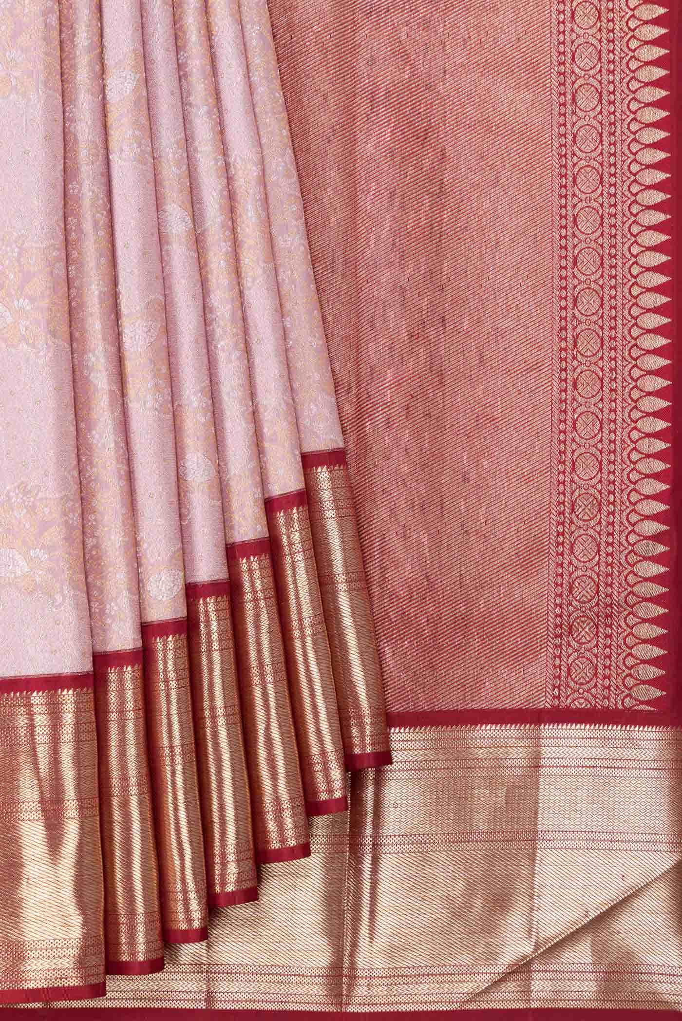 Rose pink Dual Tone Kanchipuram Silk Saree