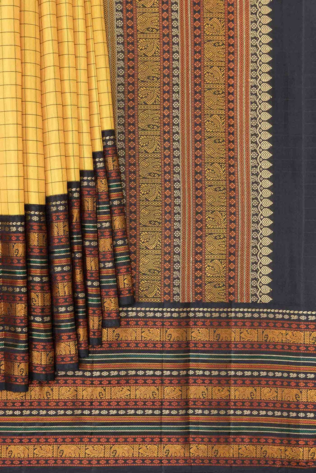 Yellow Kanchipuram Silk Saree