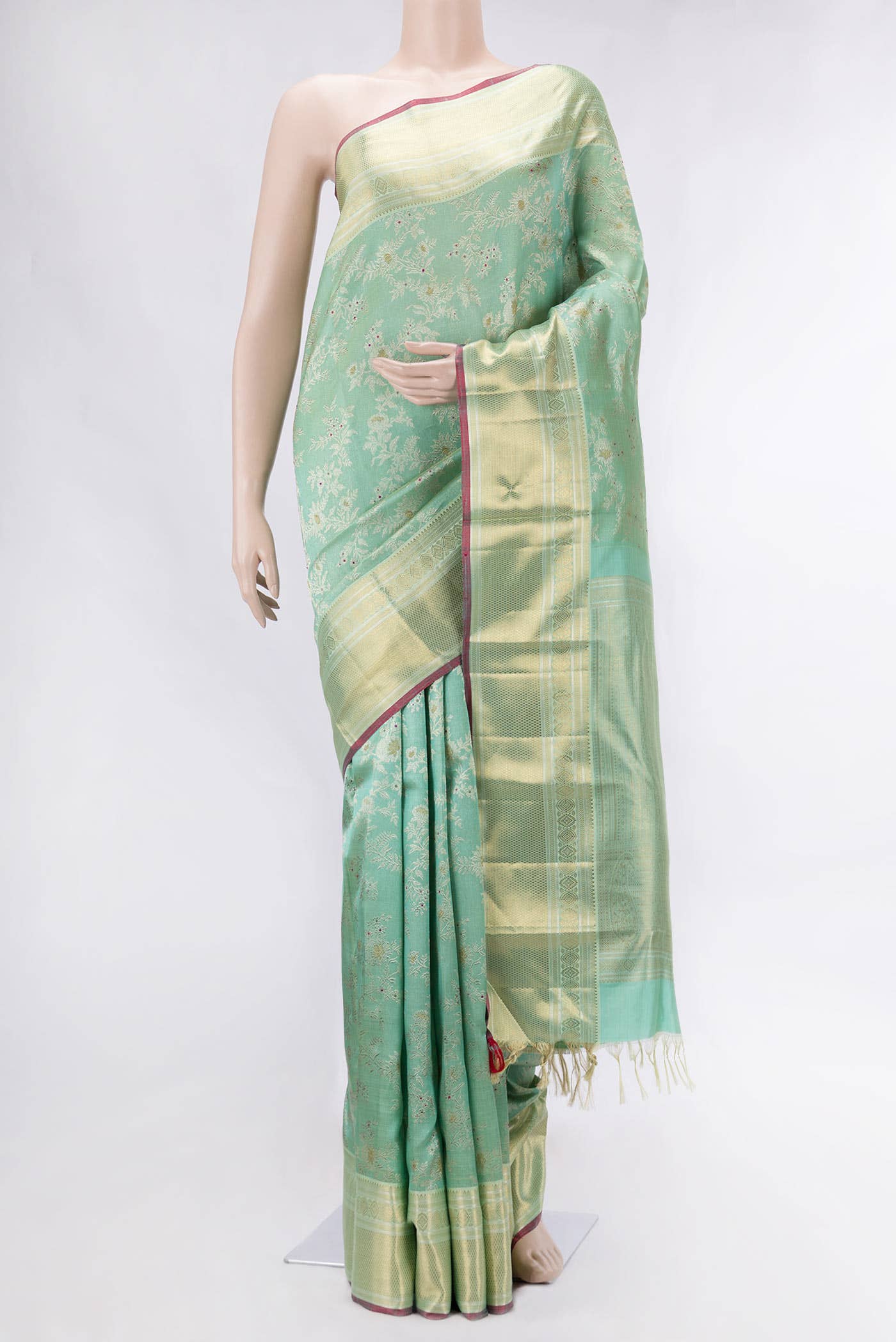 Light Green Dual Tone Kanchipuram Silk Saree
