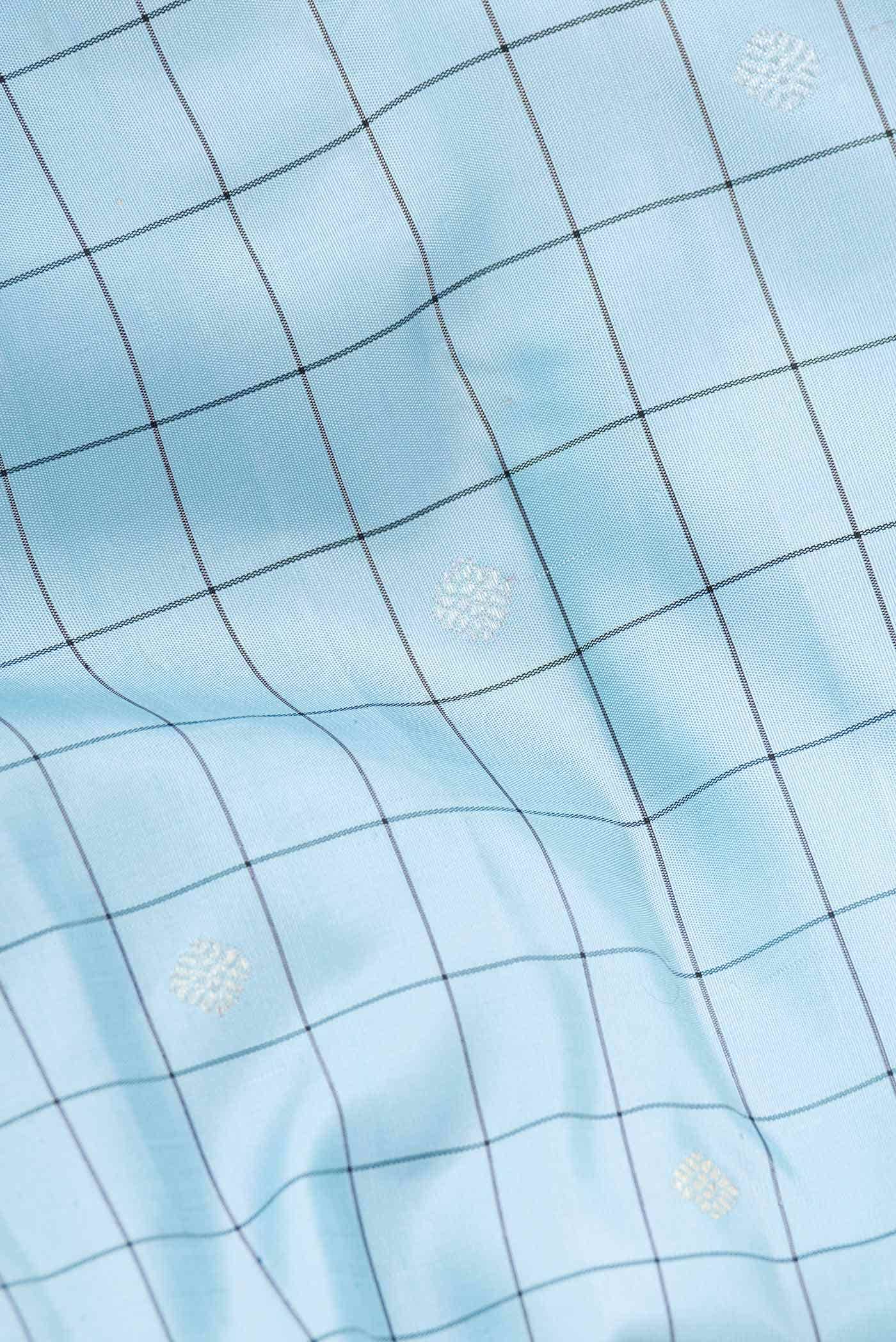 Pure Silk Pure Zari Light Blue Kanchipuram Saree