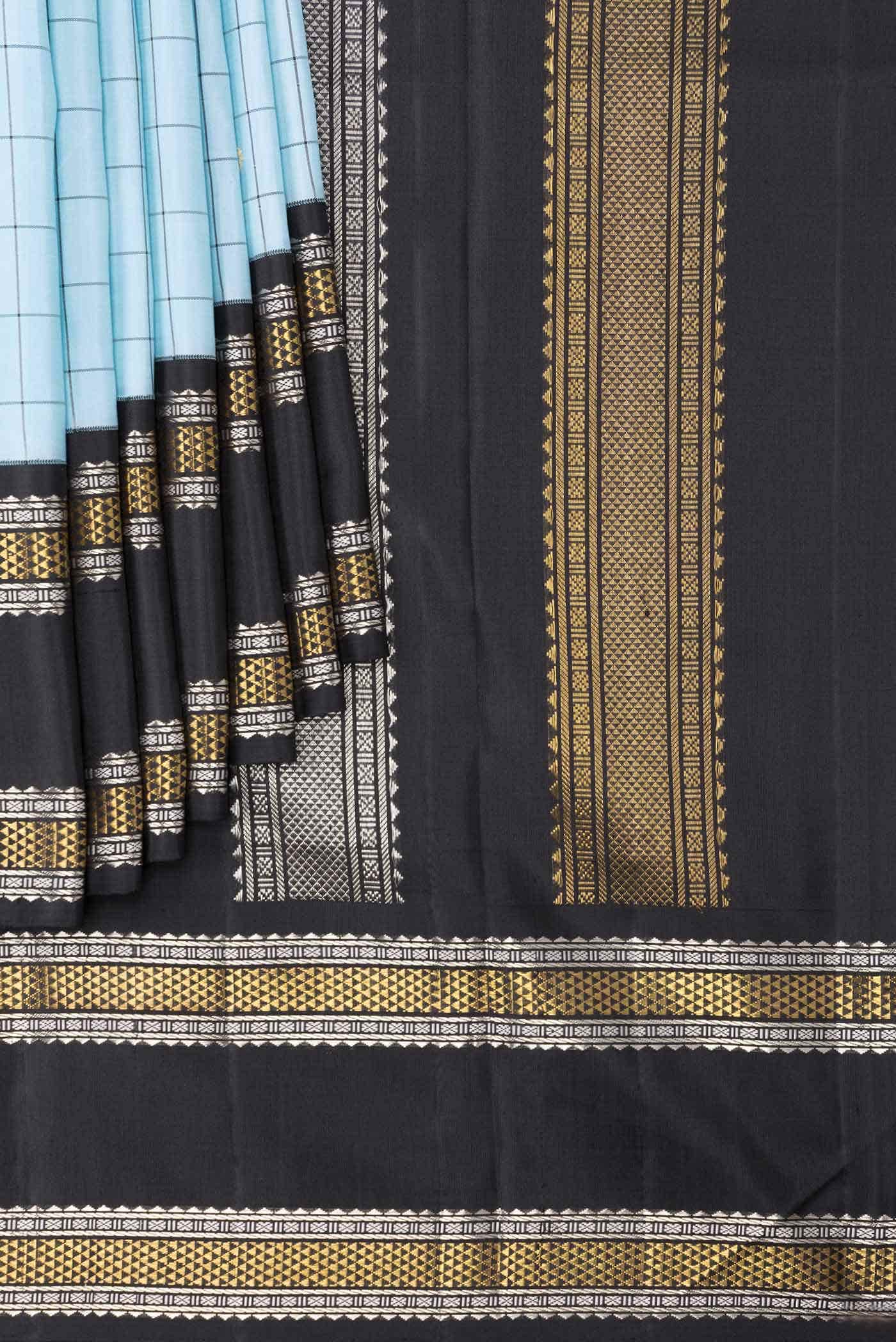 Pure Silk Pure Zari Light Blue Kanchipuram Saree