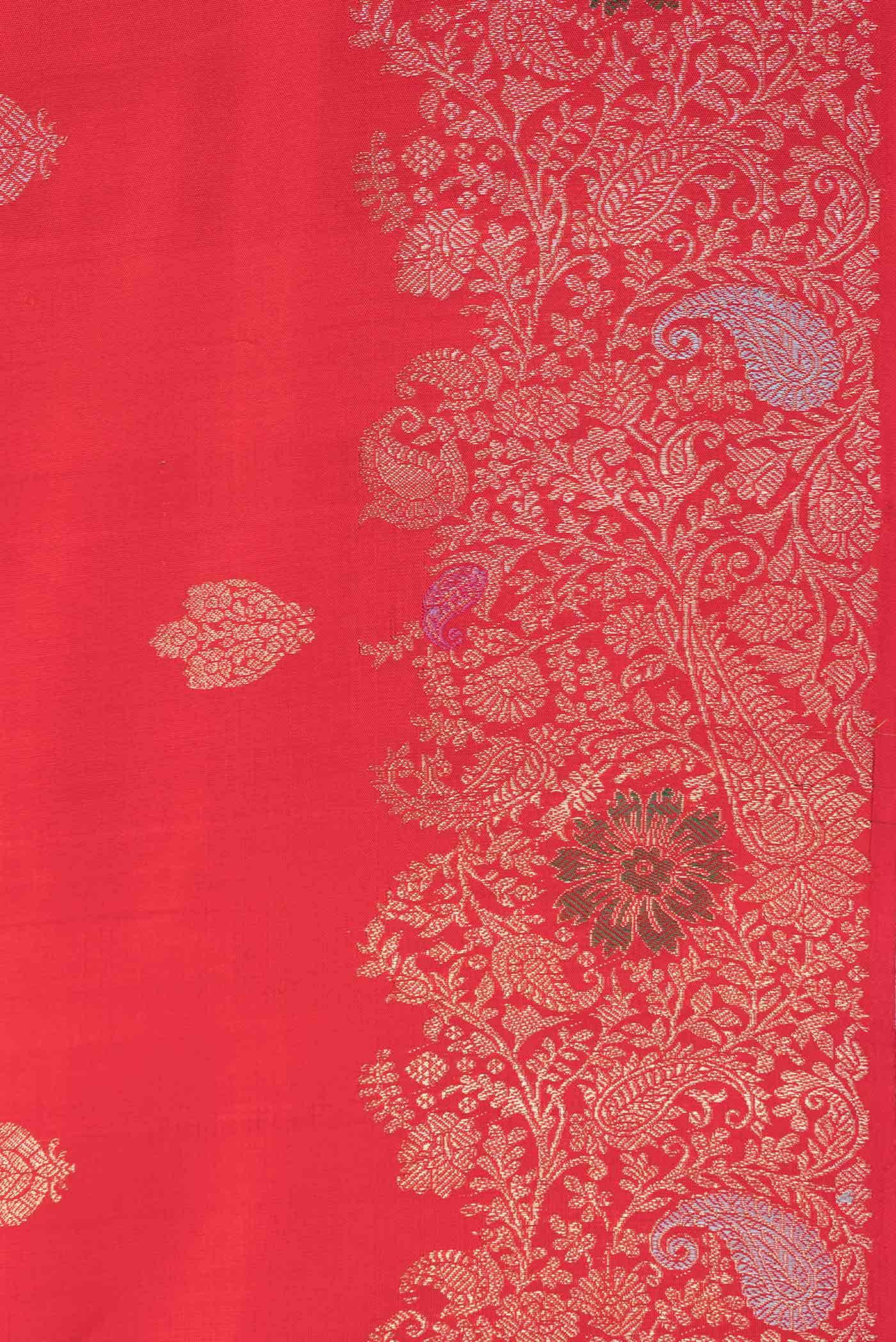 Pure Silk Pure Zari Red Dual Tone Kanchipuram Saree