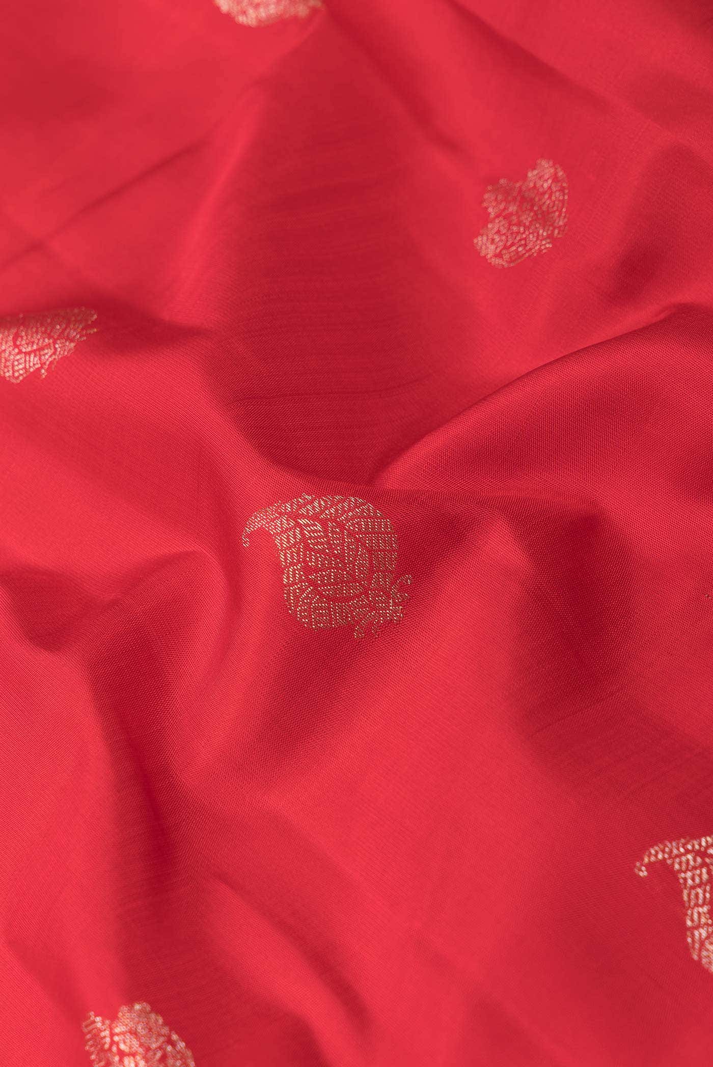 Pure Silk Pure Zari Red Dual Tone Kanchipuram Saree