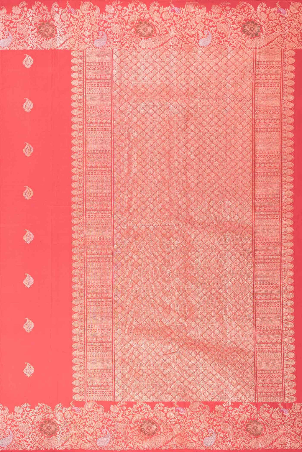 Pure Silk Pure Zari Red Dual Tone Kanchipuram Saree