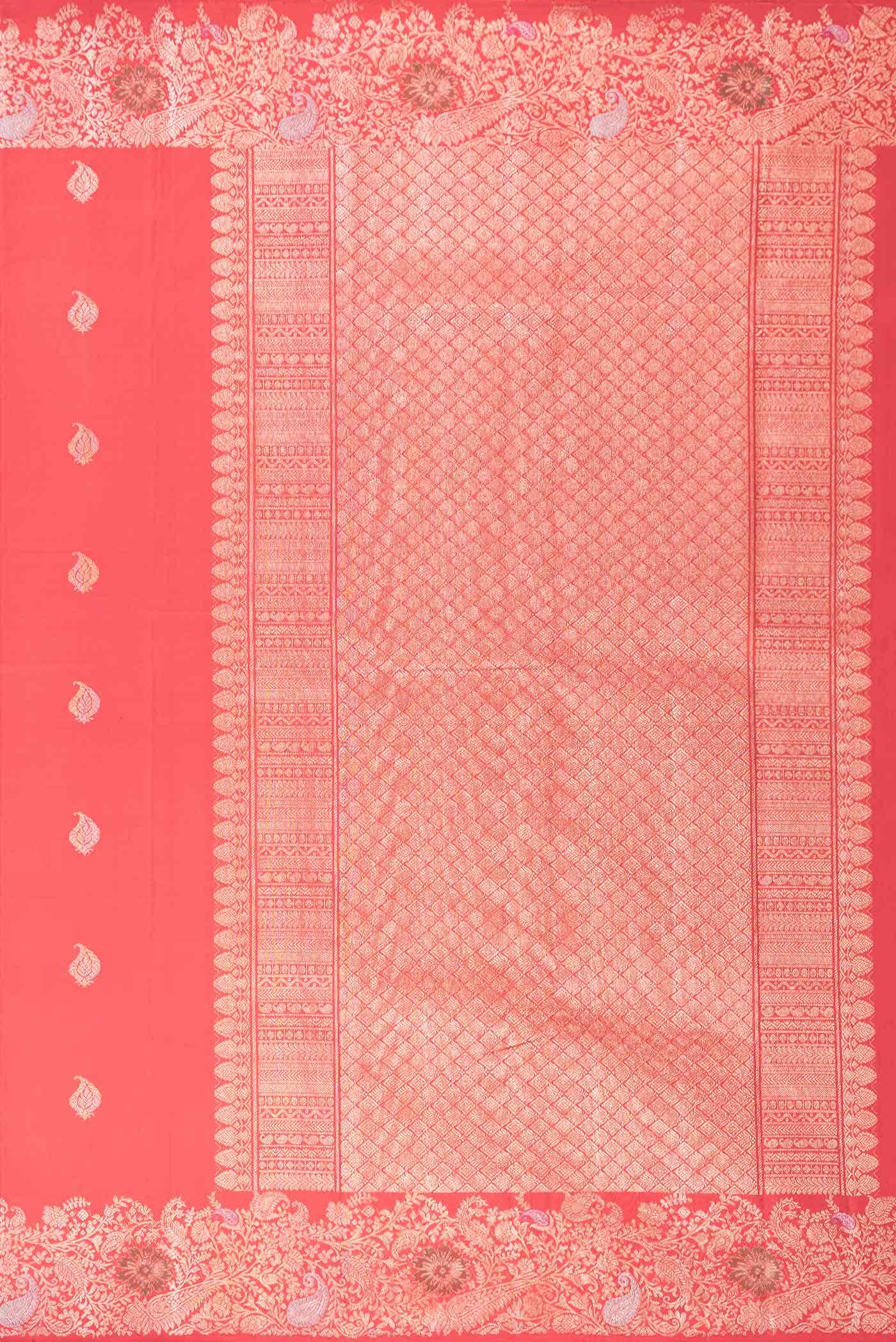 Pure Silk Pure Zari Red Dual Tone Kanchipuram Saree
