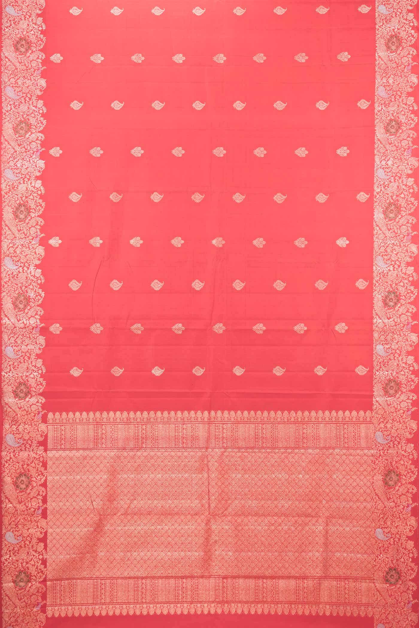 Pure Silk Pure Zari Red Dual Tone Kanchipuram Saree