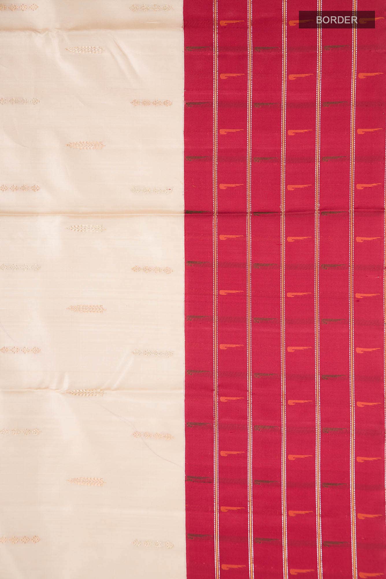 Pure Silk Pure Zari Cream Kanchipuram Saree