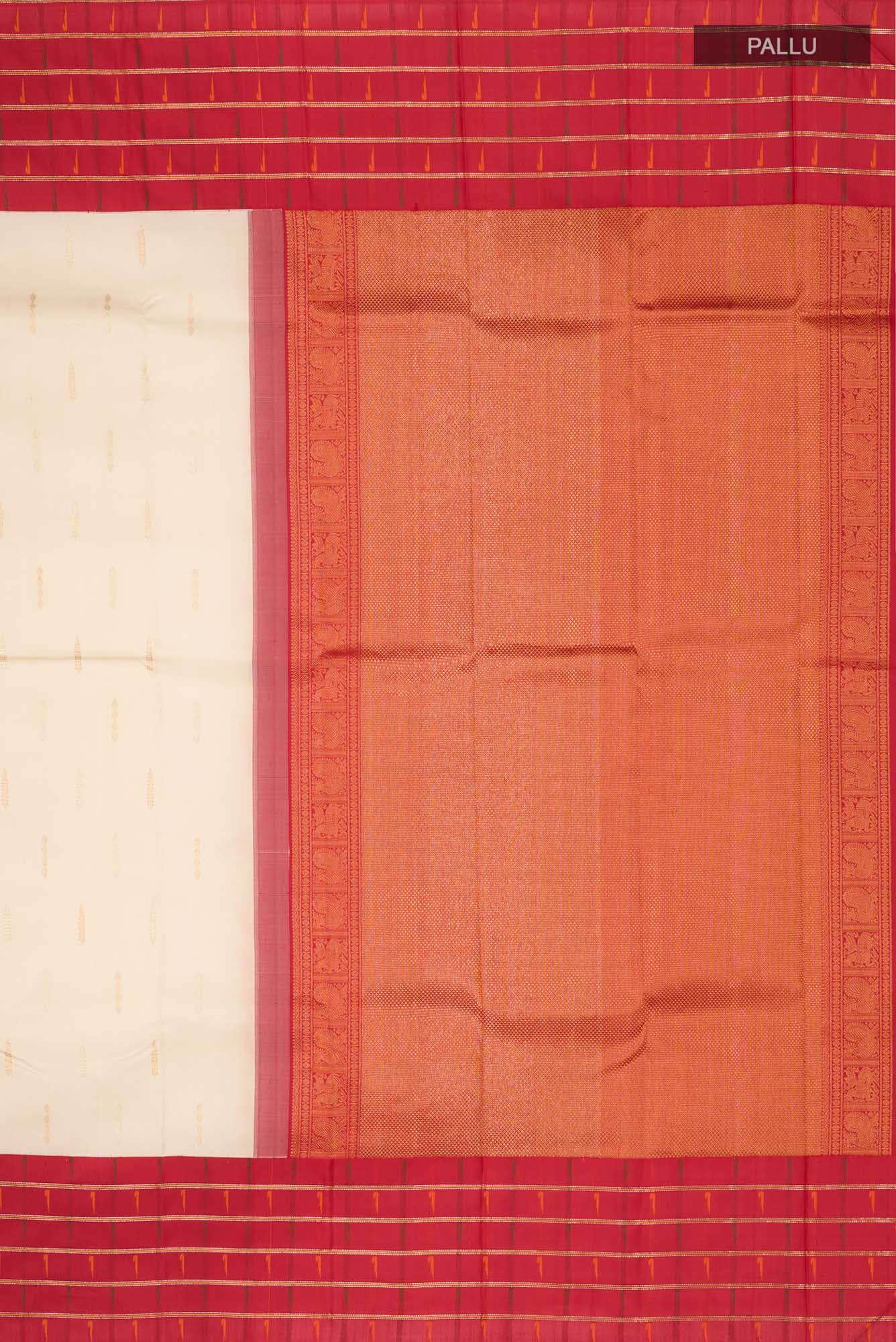 Pure Silk Pure Zari Cream Kanchipuram Saree