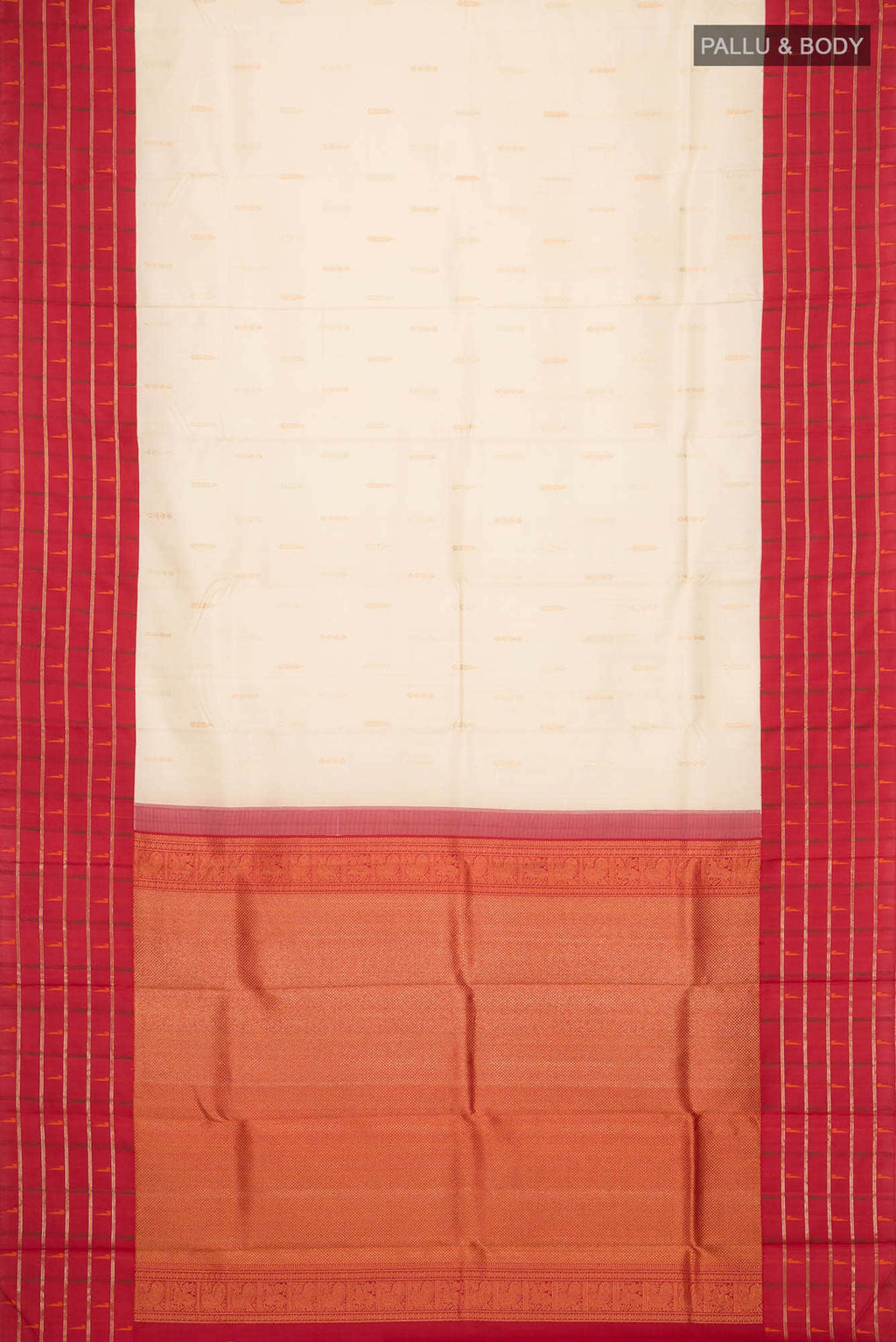 Pure Silk Pure Zari Cream Kanchipuram Saree