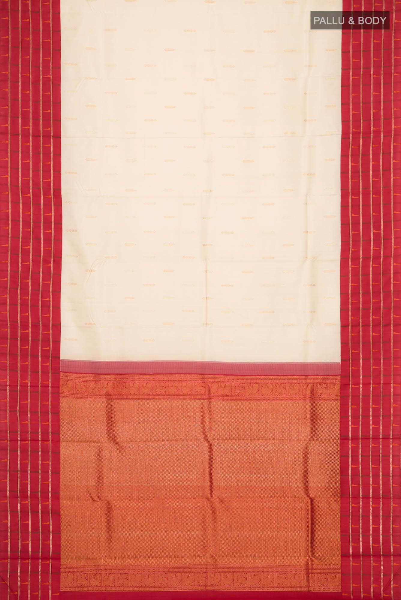 Pure Silk Pure Zari Cream Kanchipuram Saree