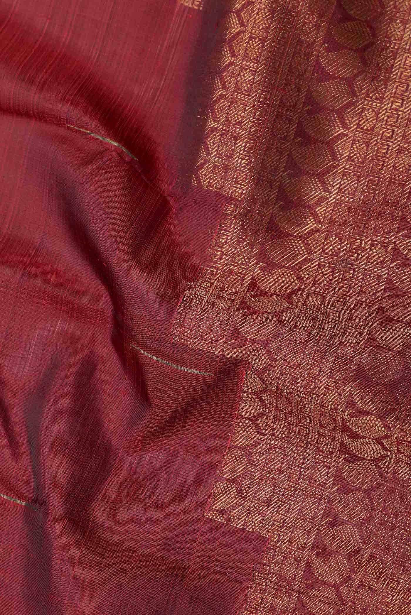 Pure Silk Pure Zari Maroon Dual Tone Kanchipuram Saree