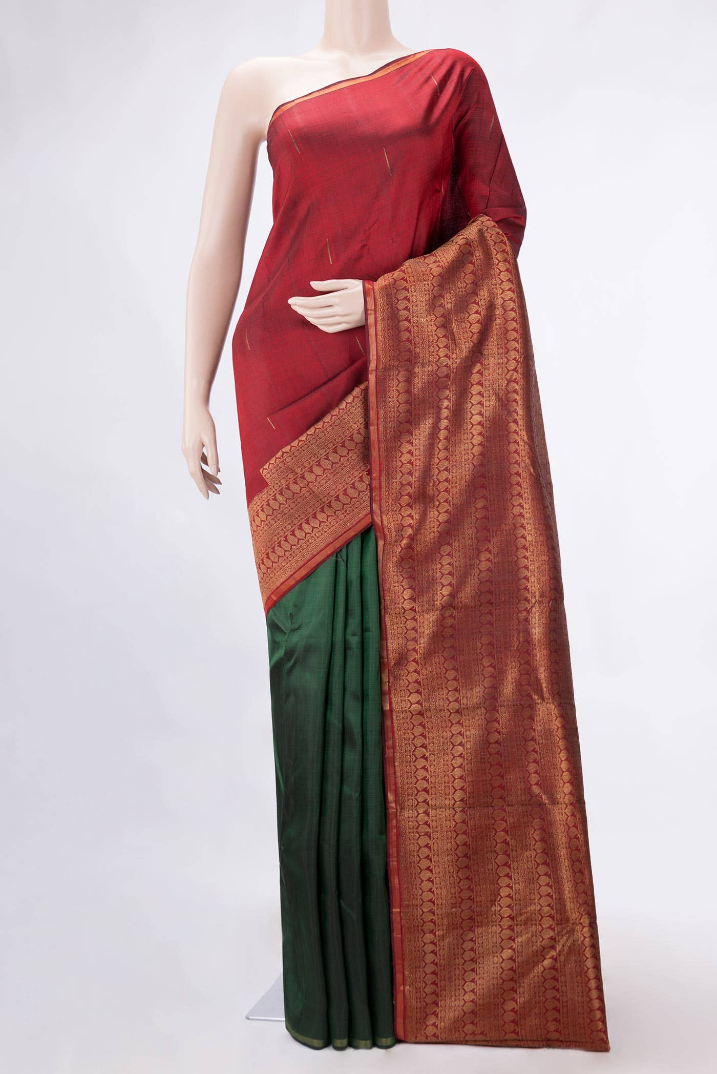 Pure Silk Pure Zari Maroon Dual Tone Kanchipuram Saree