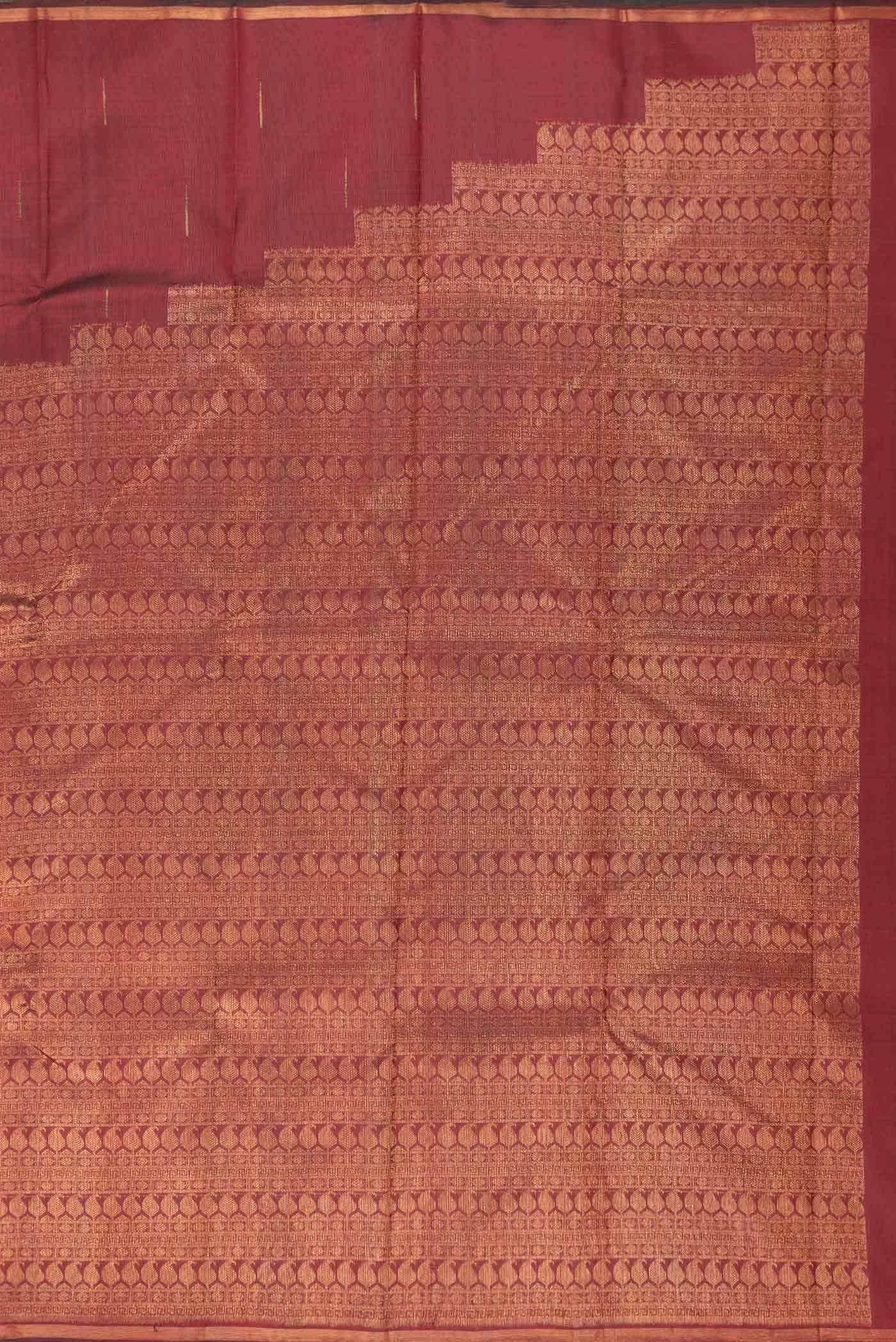 Pure Silk Pure Zari Maroon Dual Tone Kanchipuram Saree