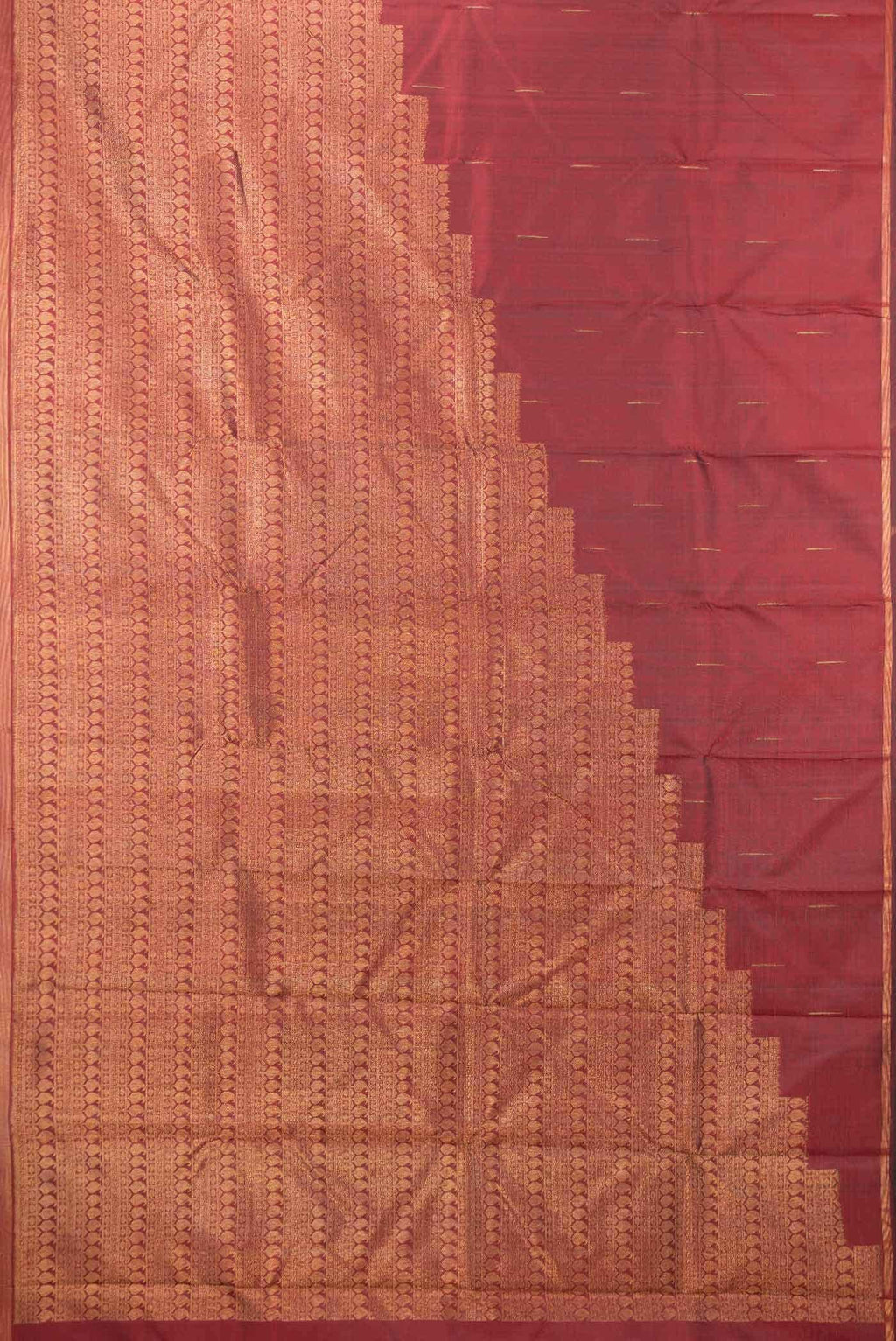 Pure Silk Pure Zari Maroon Dual Tone Kanchipuram Saree