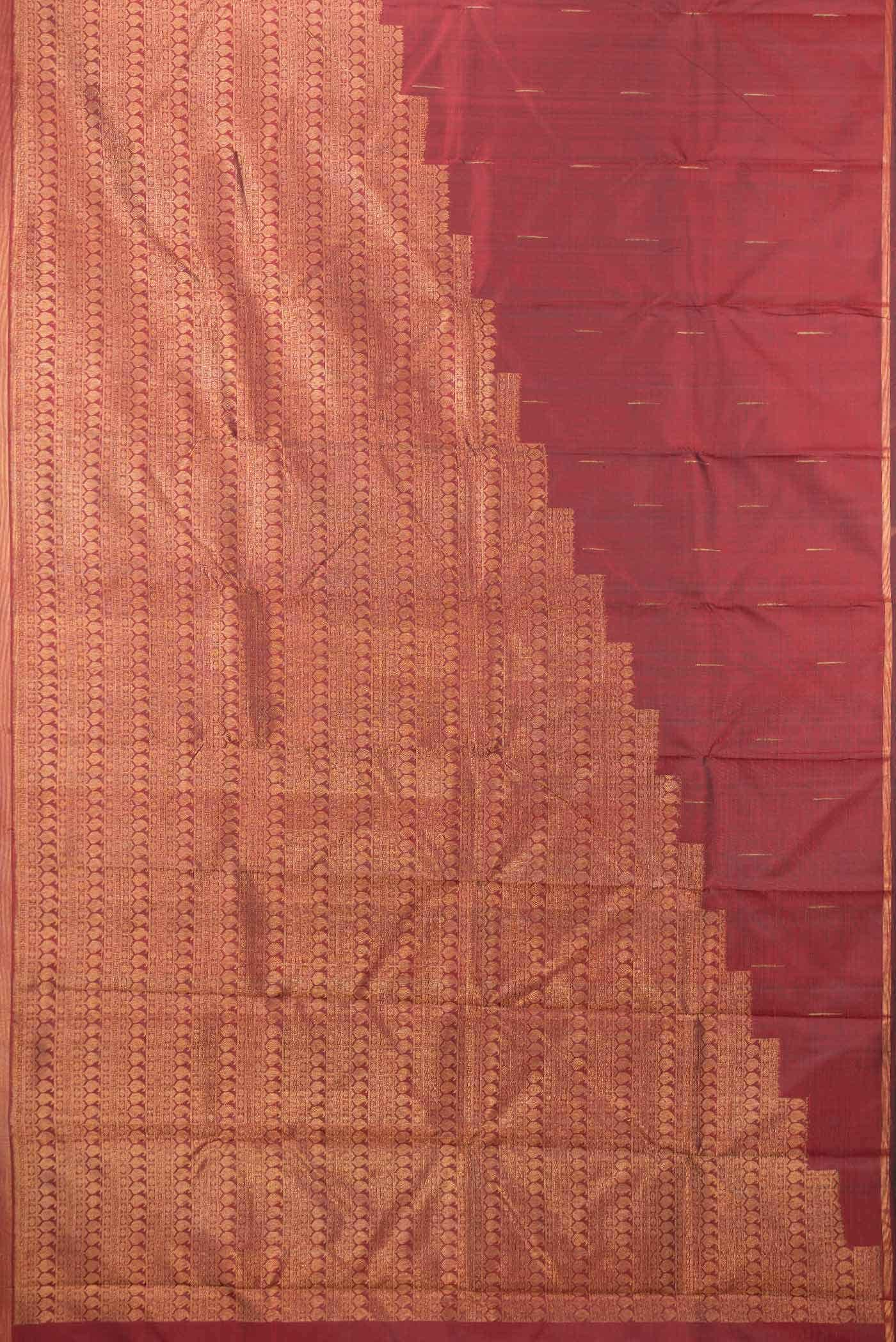 Pure Silk Pure Zari Maroon Dual Tone Kanchipuram Saree