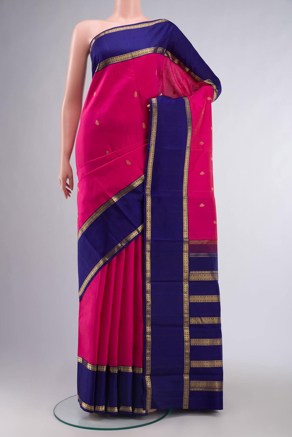 Pure Silk Pure Zari Pink Kanchipuram Saree