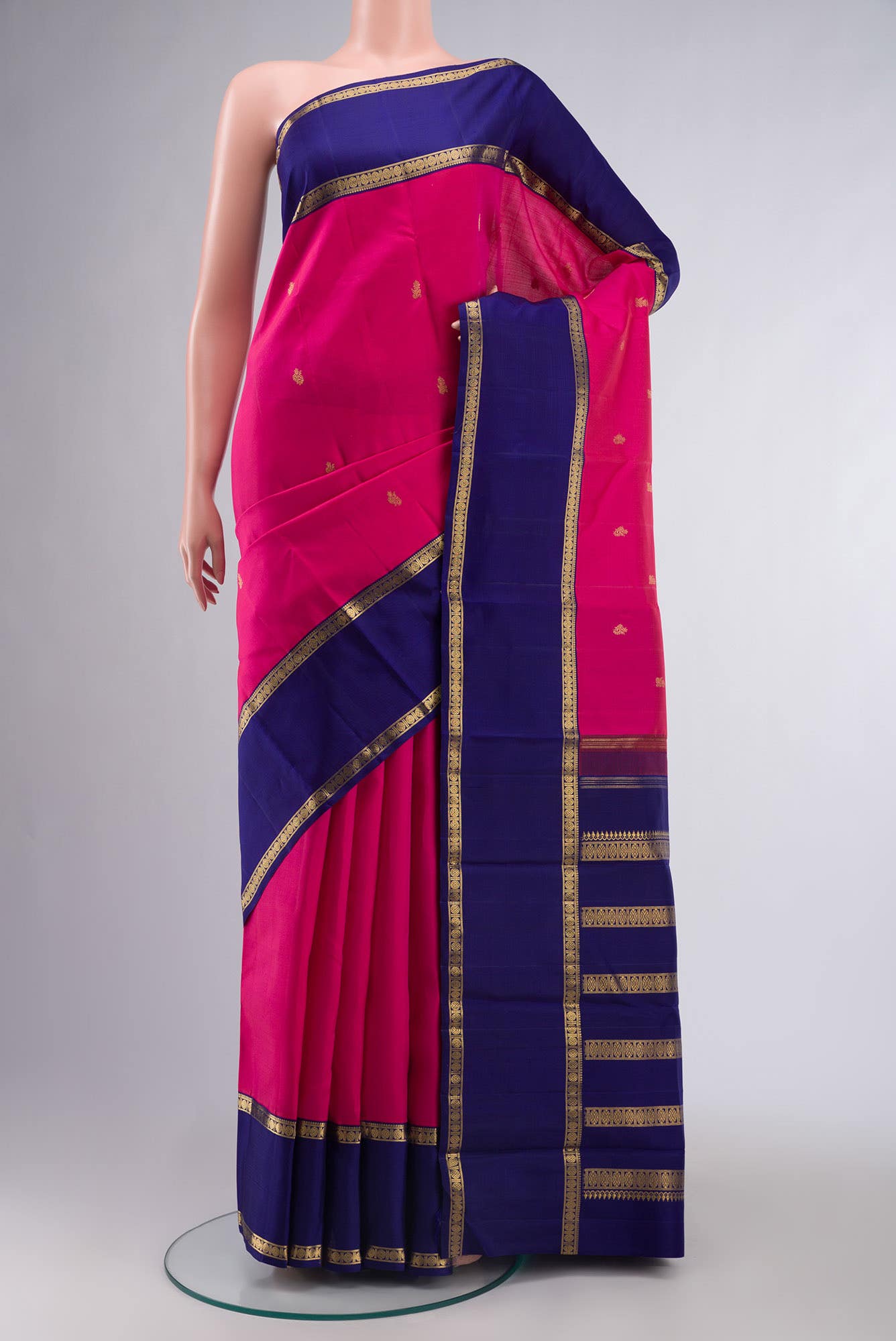 Pure Silk Pure Zari Pink Kanchipuram Saree