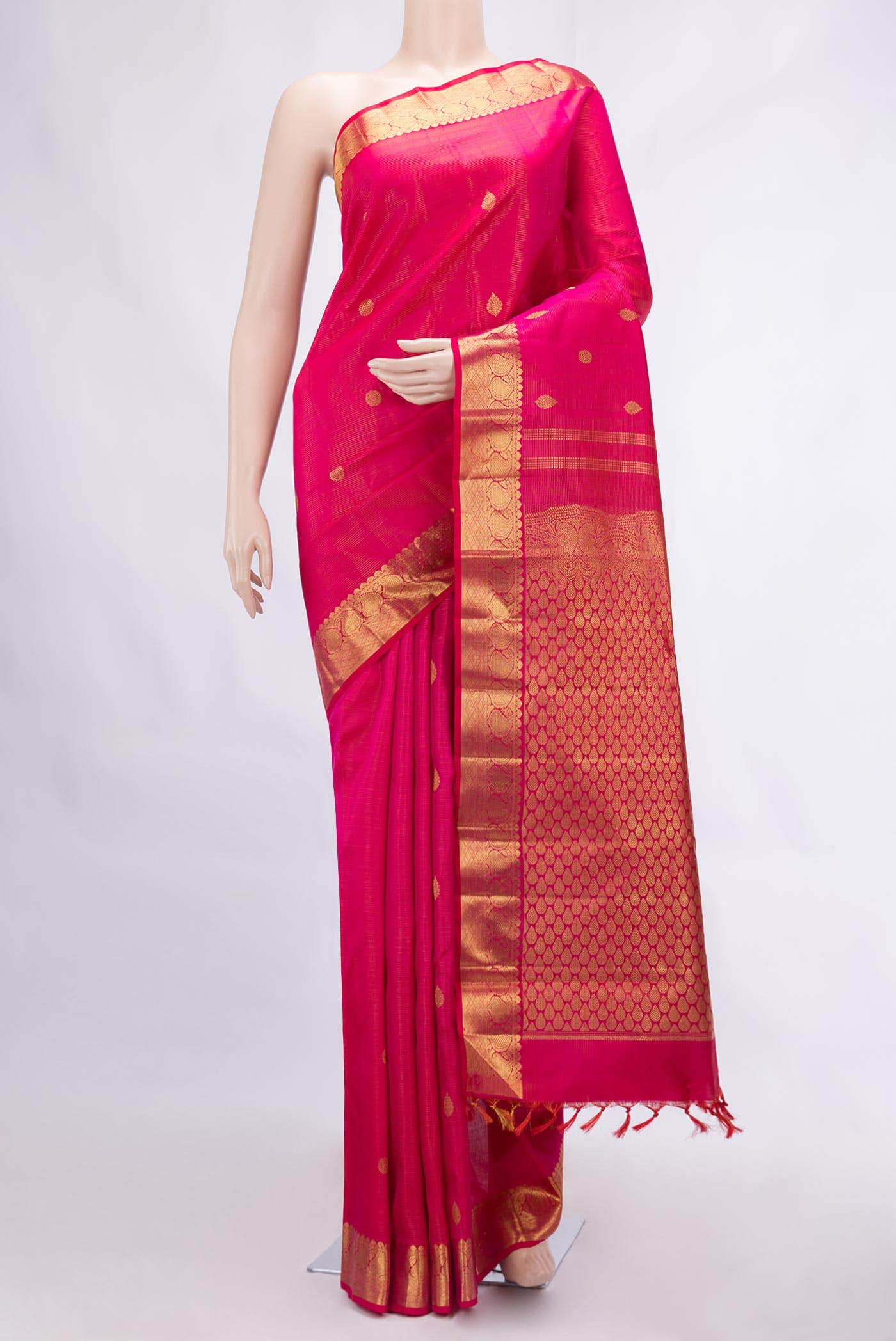 Pure Silk Pure Zari Pink Dual Tone Kanchipuram Saree