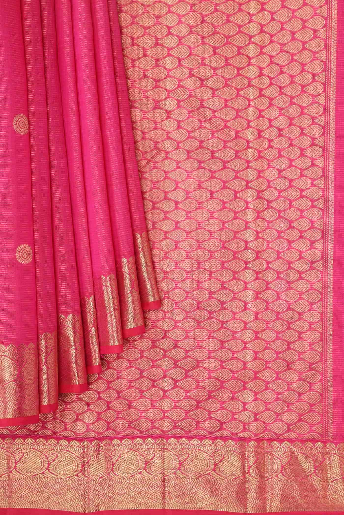 Pure Silk Pure Zari Pink Dual Tone Kanchipuram Saree