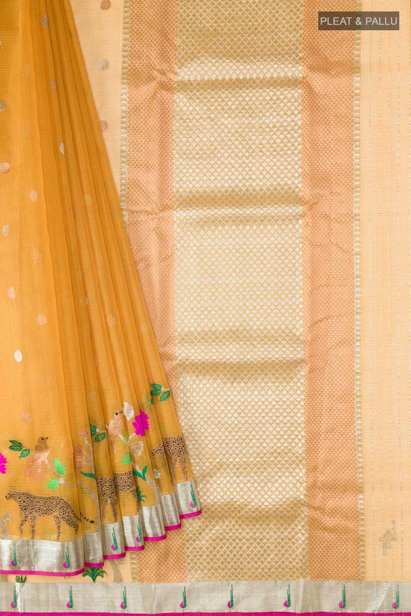 Yellow Kota Silk Saree