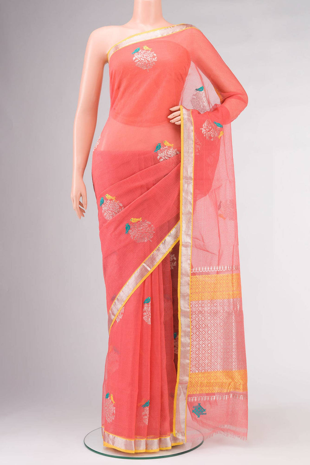 Coral Kota Silk Saree