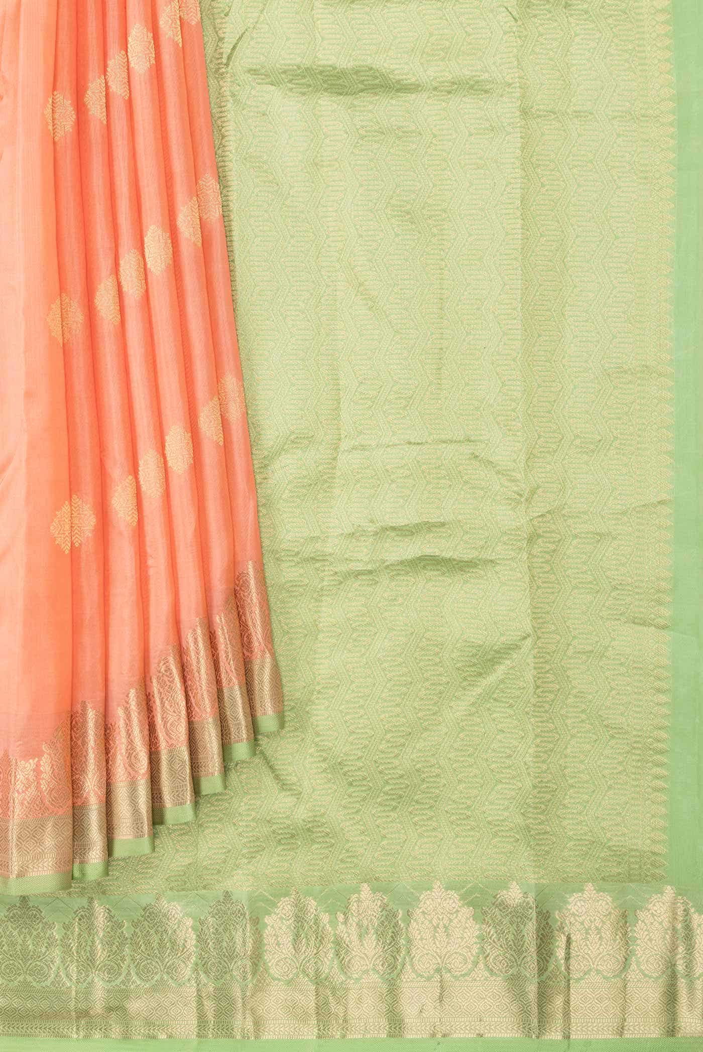 Golden Peach Kanchipuram Silk Saree
