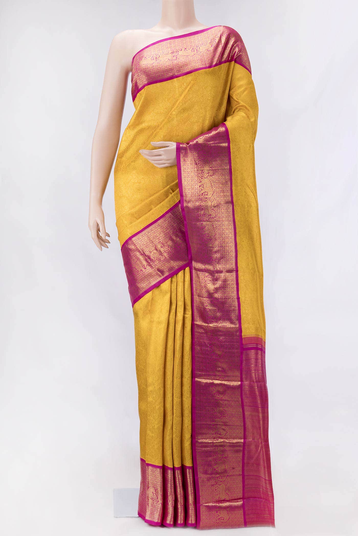 Mustard Dual Tone Kanchipuram Silk Saree