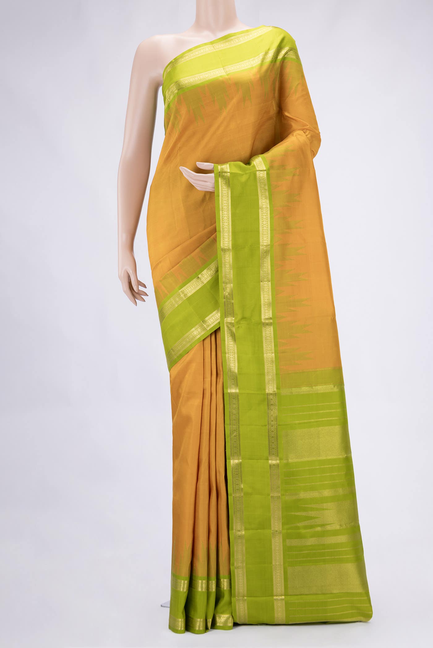 Mustard Dual Tone Kanchipuram Silk Saree