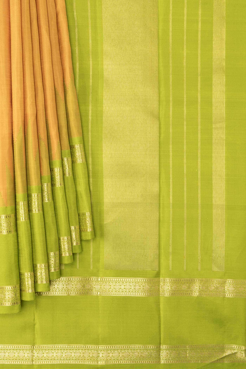 Mustard Dual Tone Kanchipuram Silk Saree