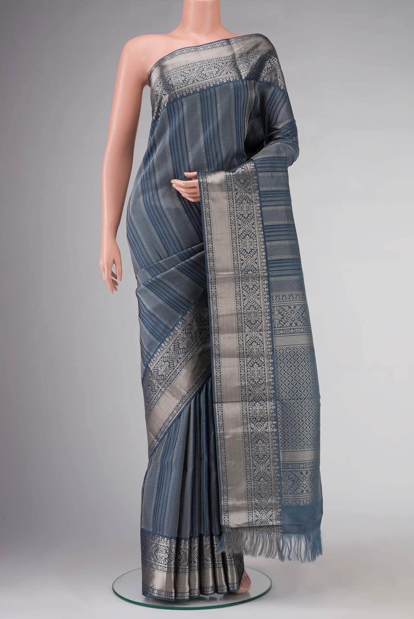 Grey Soft Silk Saree