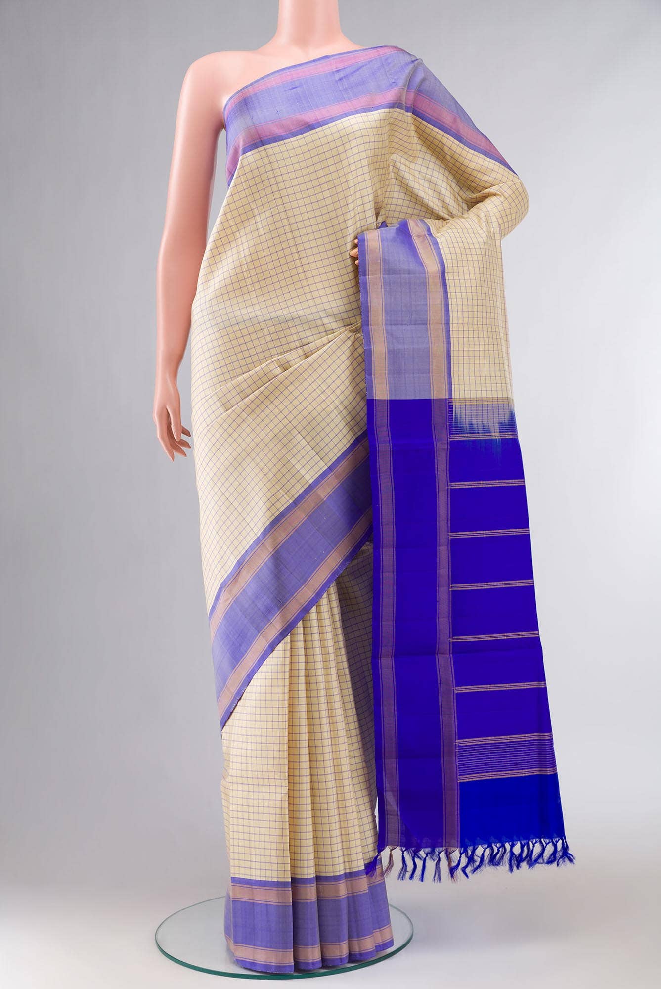 Beige Kanchipuram Silk Saree