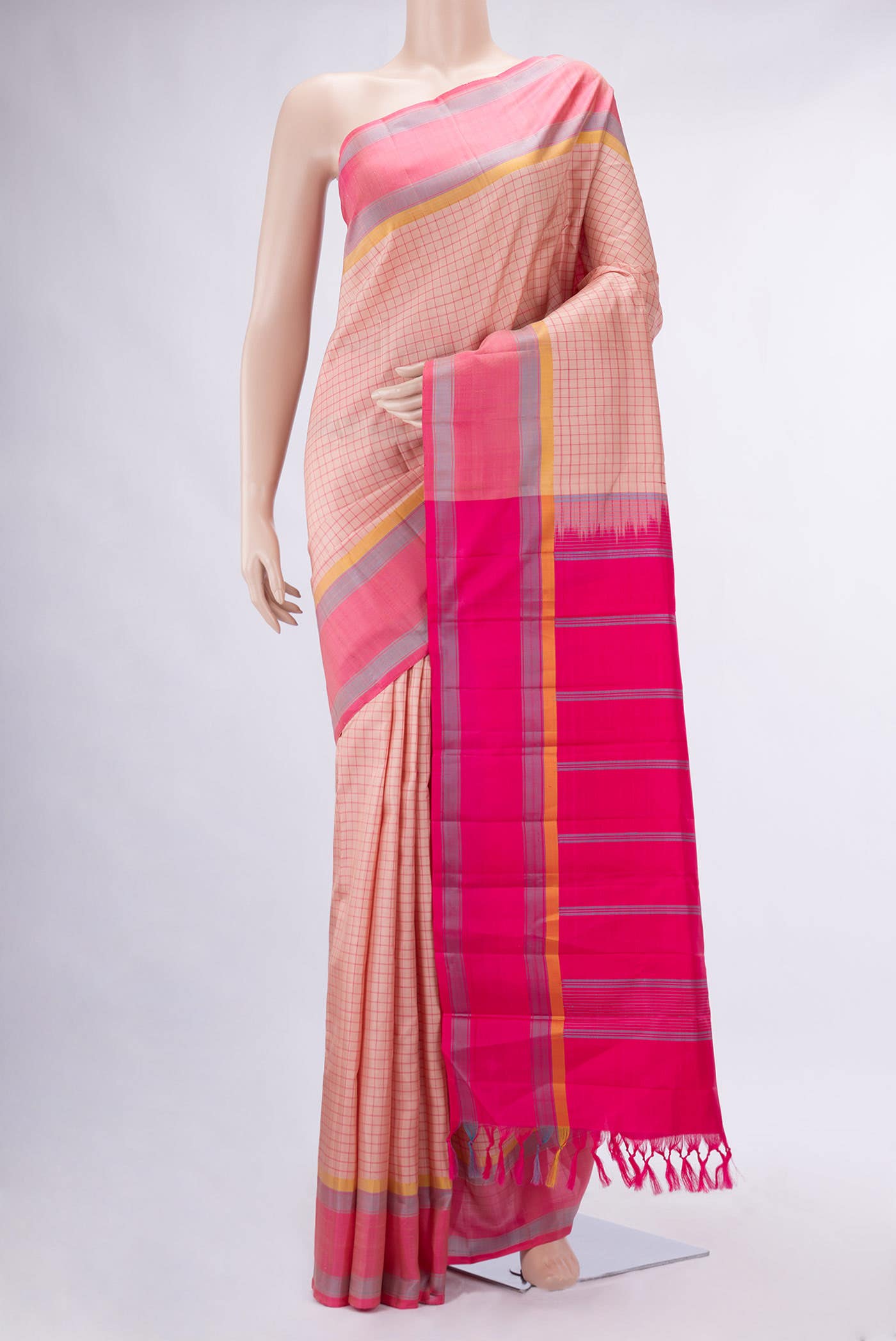 Golden Peach Kanchipuram Silk Saree
