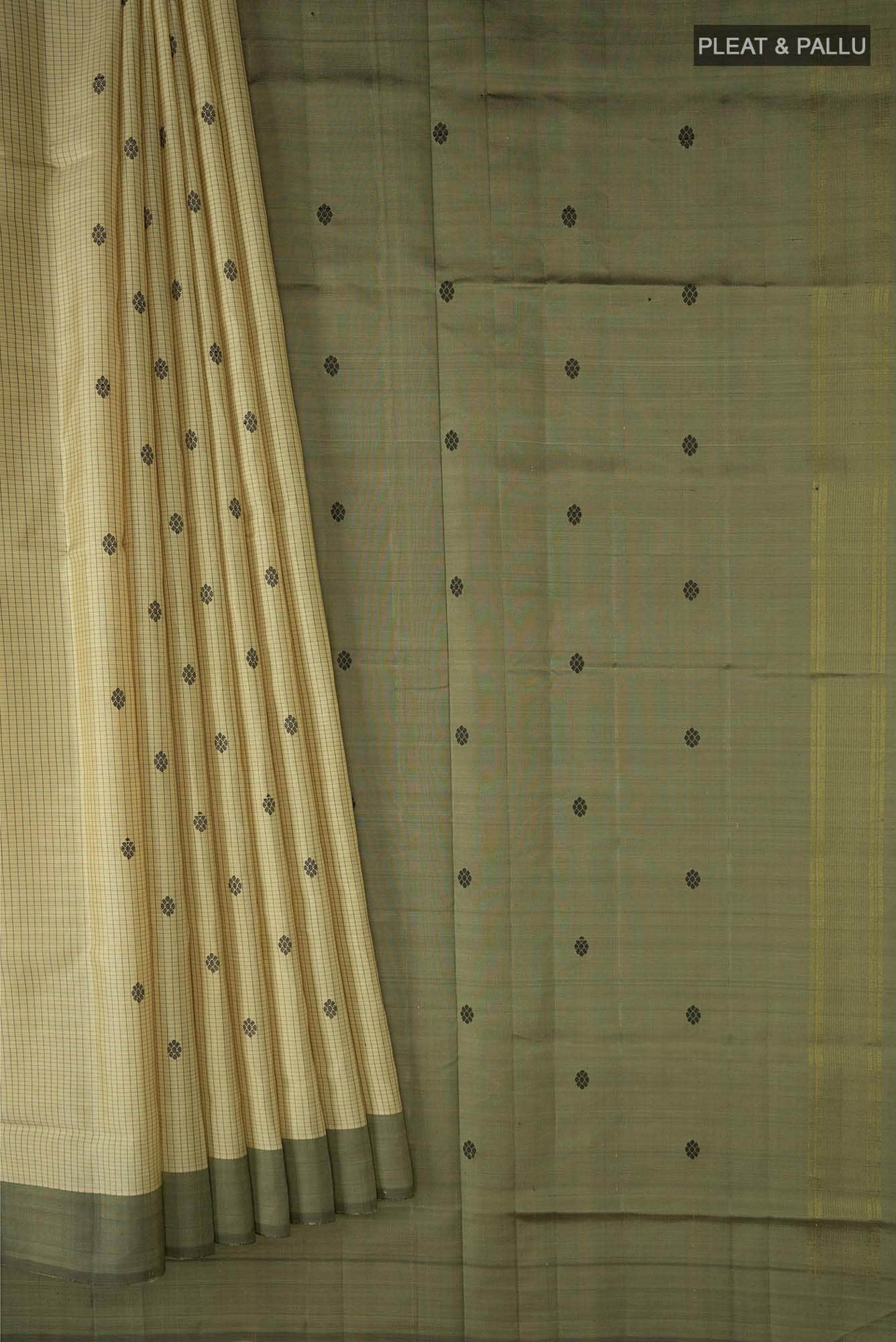 Beige Kanchipuram Silk Saree