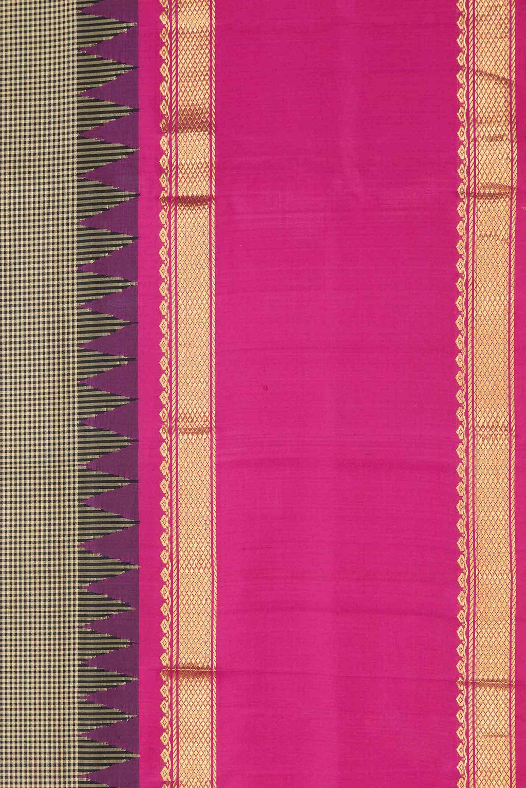 Beige and Black Dual Tone Kanchipuram Silk Saree