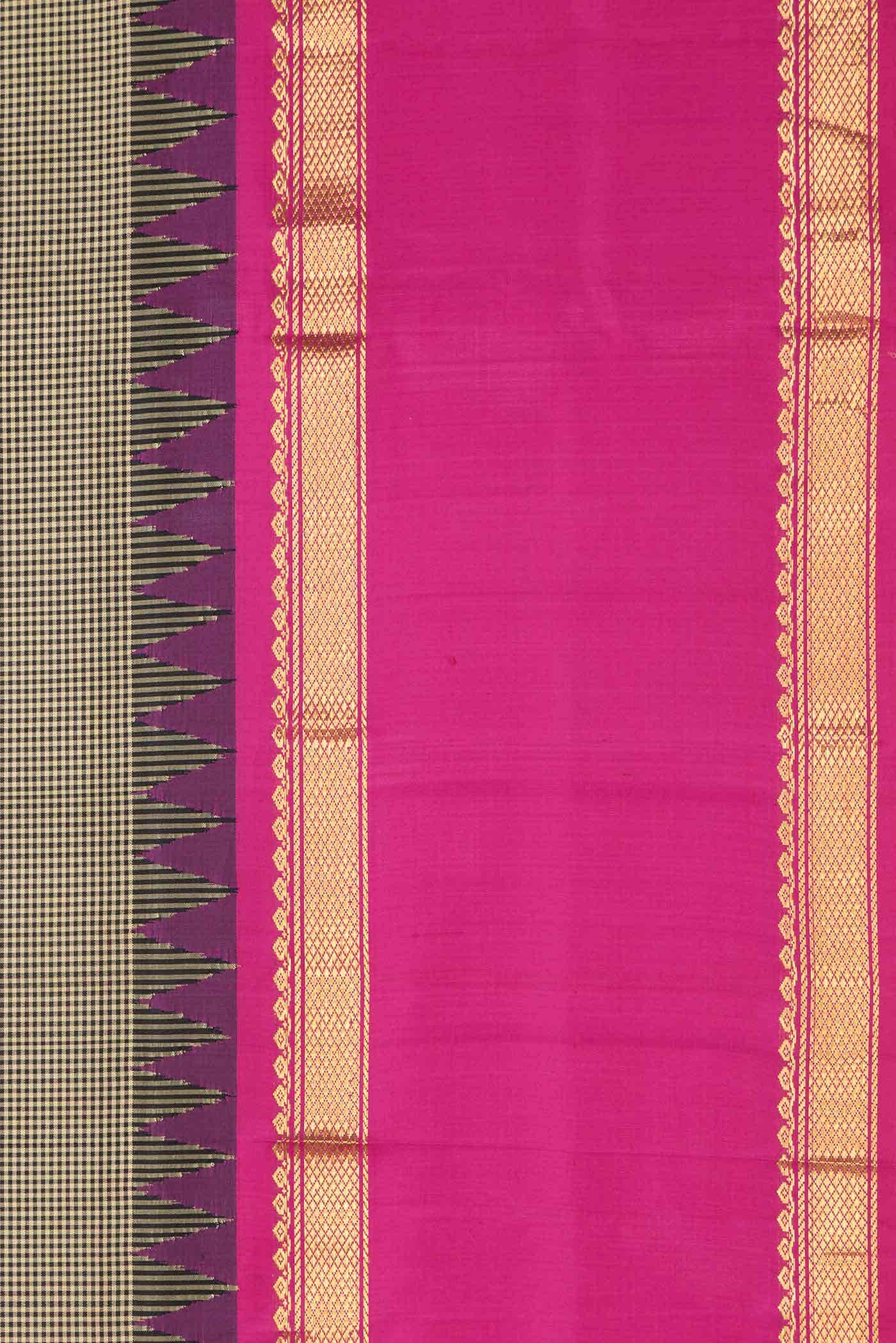 Beige and Black Dual Tone Kanchipuram Silk Saree