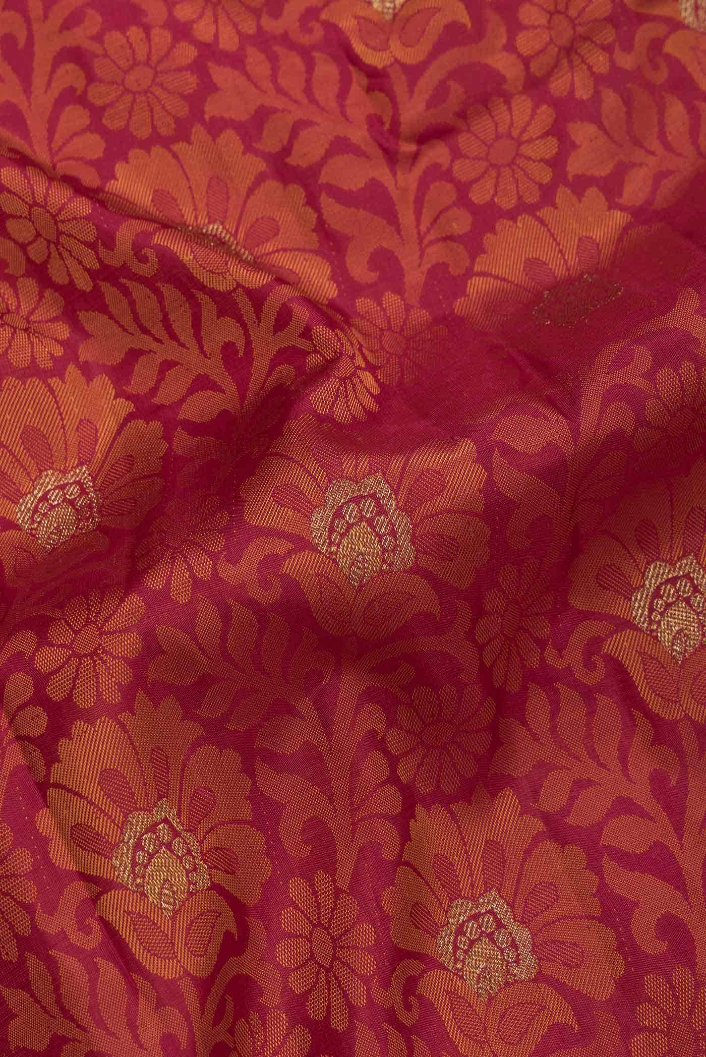 Pure Silk Pure Zari Dark Pink Dual Tone Kanchipuram Saree