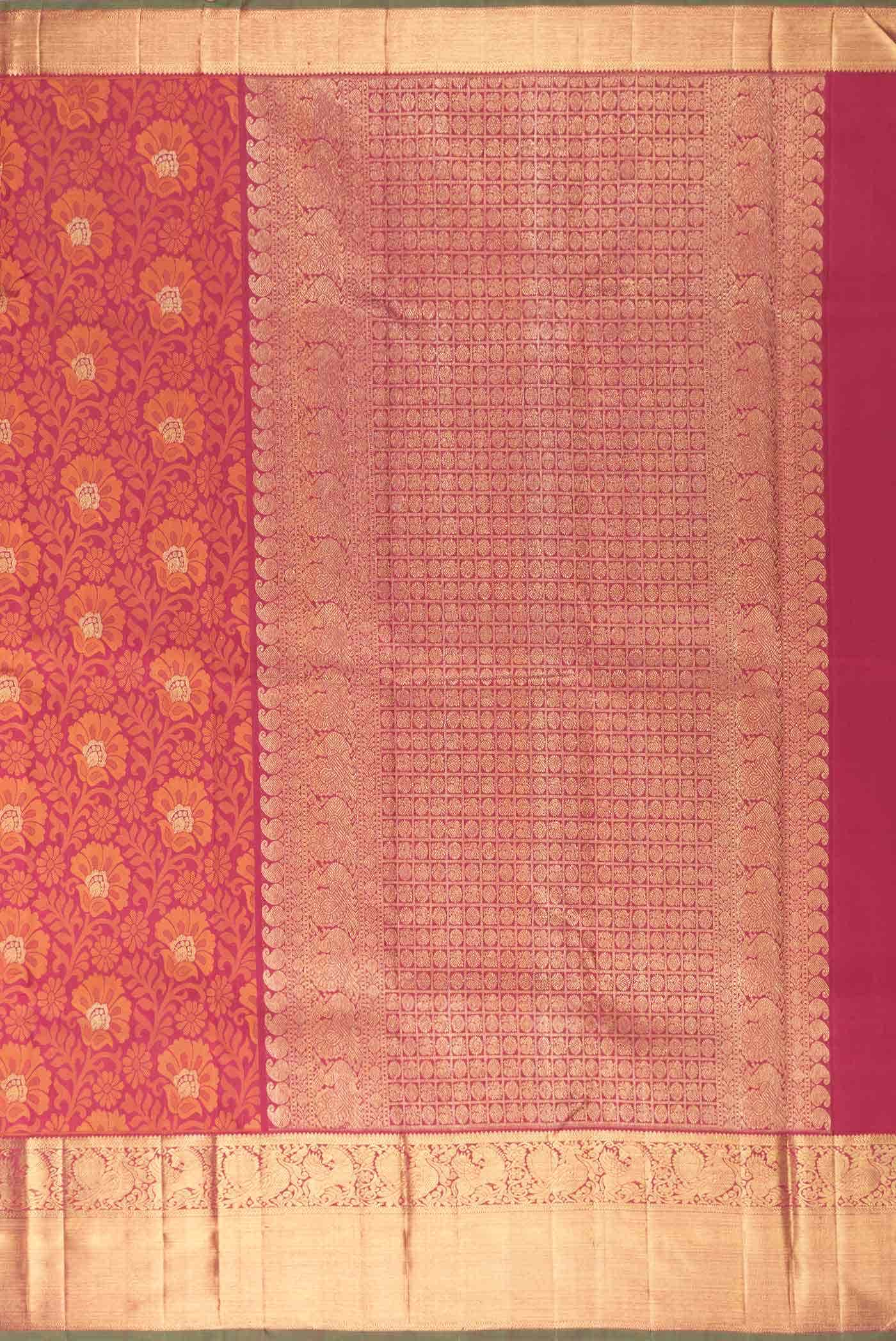 Pure Silk Pure Zari Dark Pink Dual Tone Kanchipuram Saree