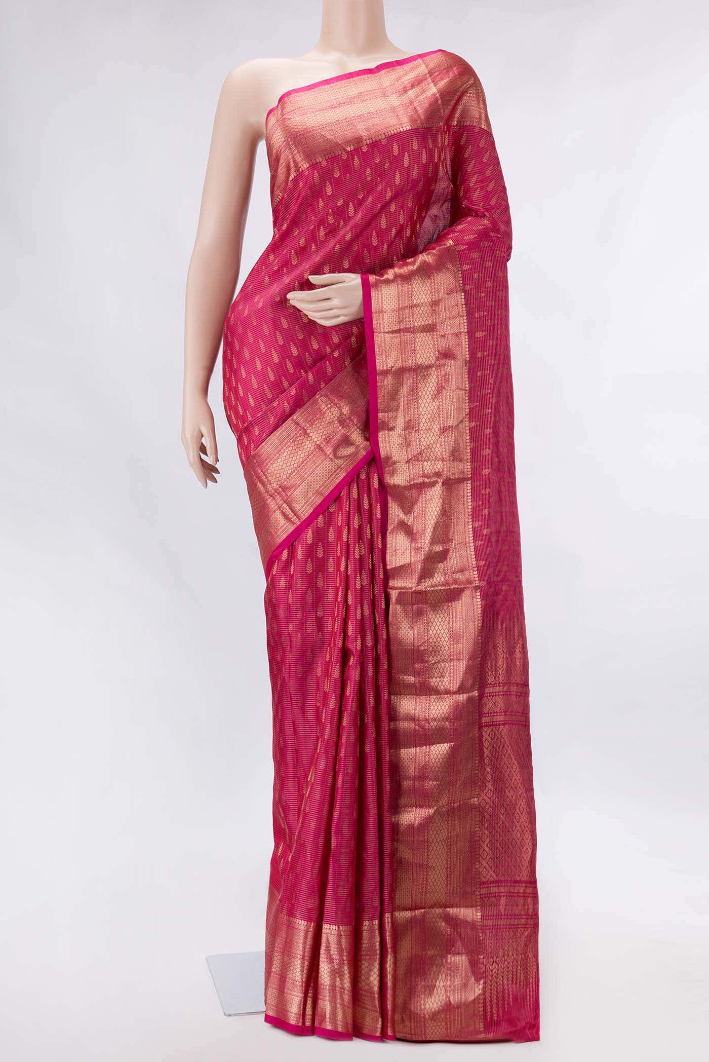 Pink Dual Tone Kanchipuram Silk Saree