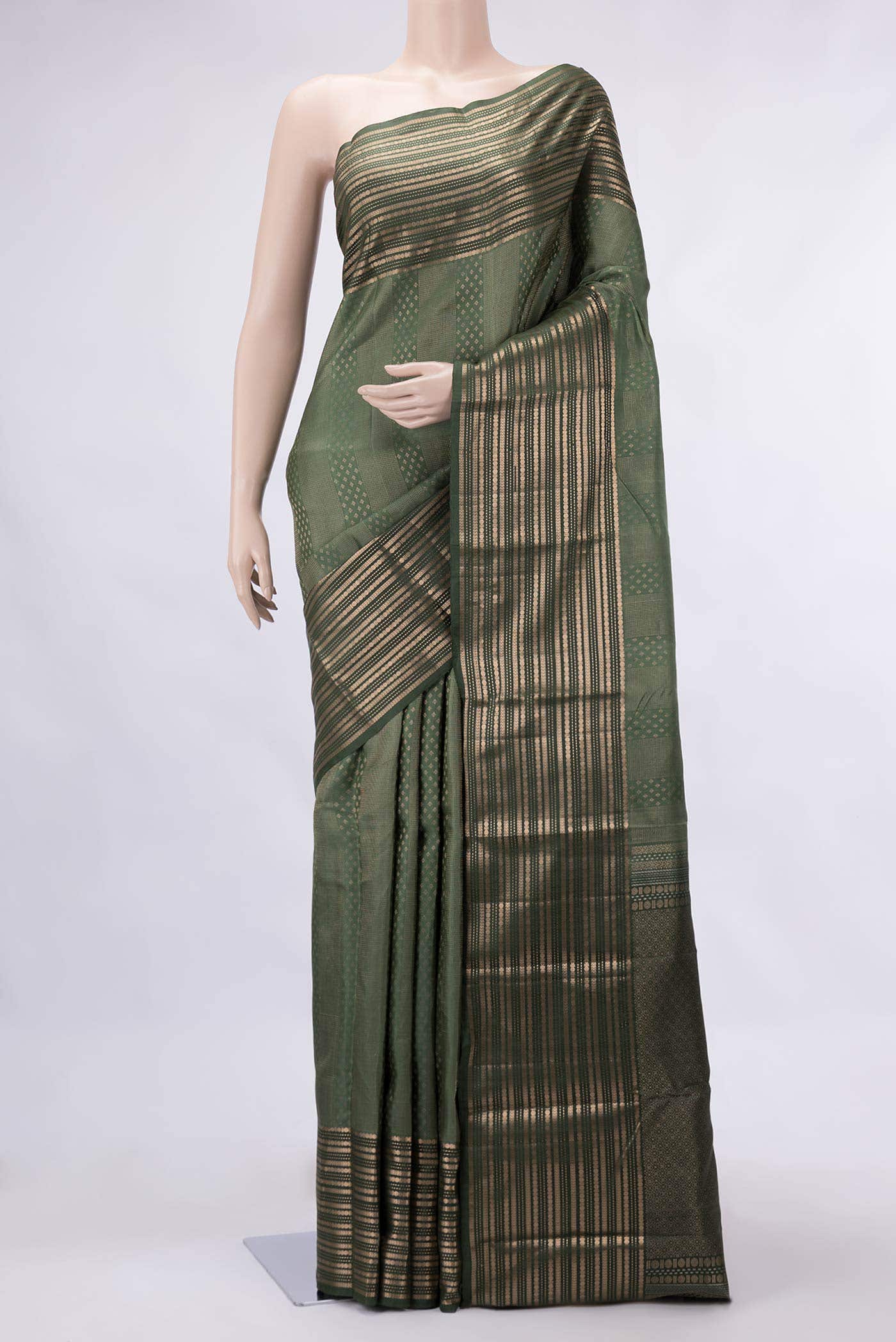 Green Dual Tone Kanchipuram Silk Saree