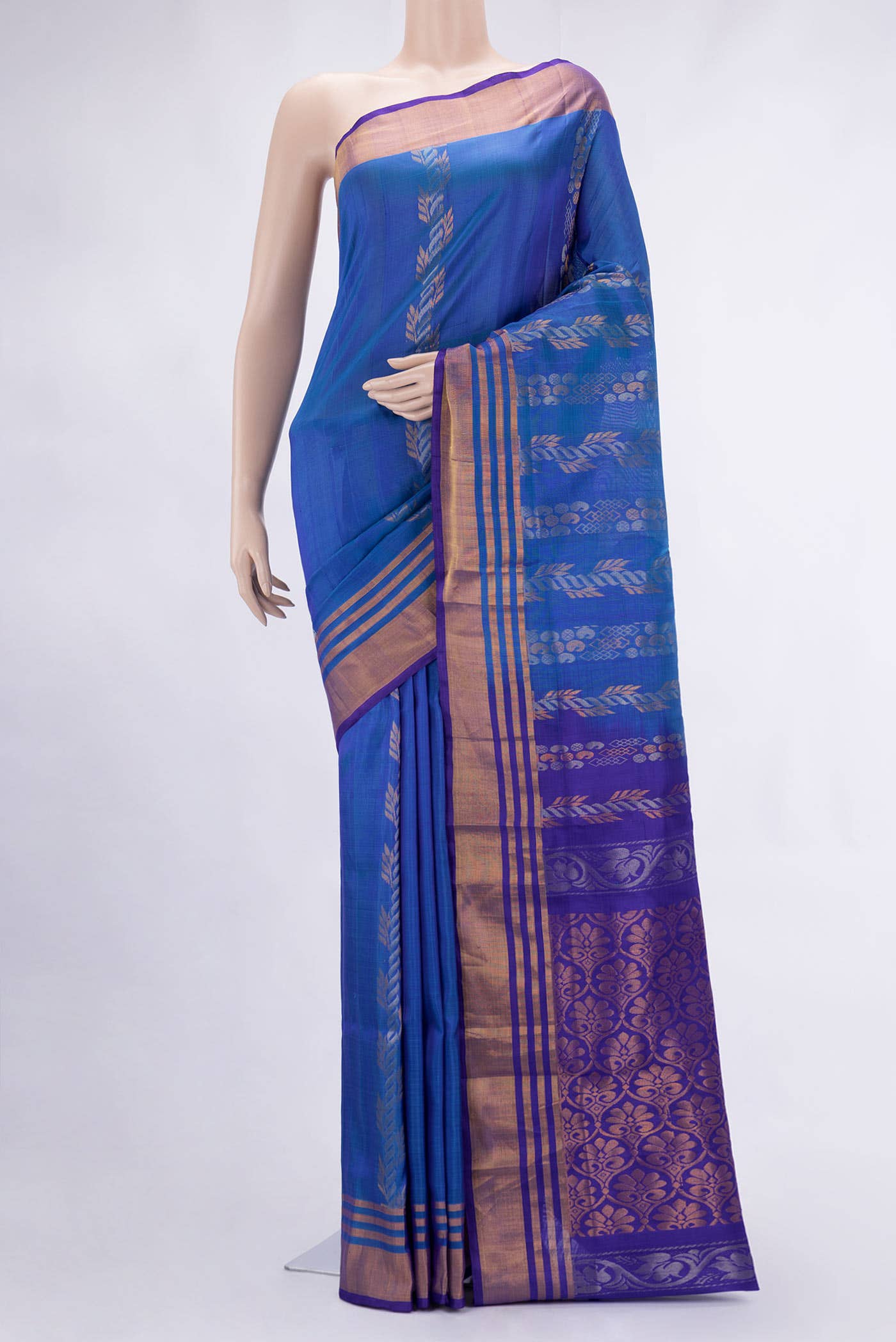 Peacock Blue Dual Tone Uppada Silk Saree