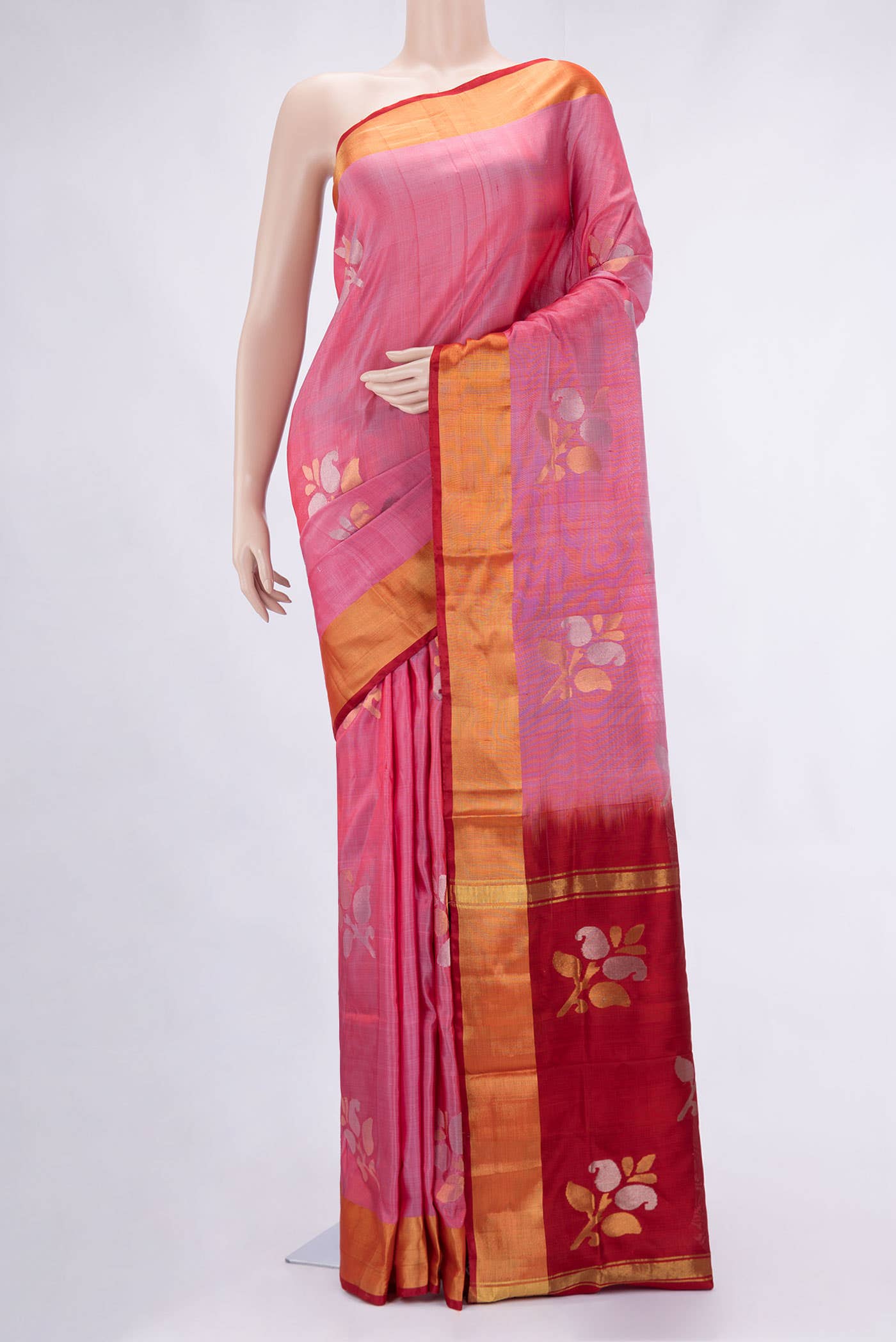 Pink Dual Tone Uppada Silk Saree