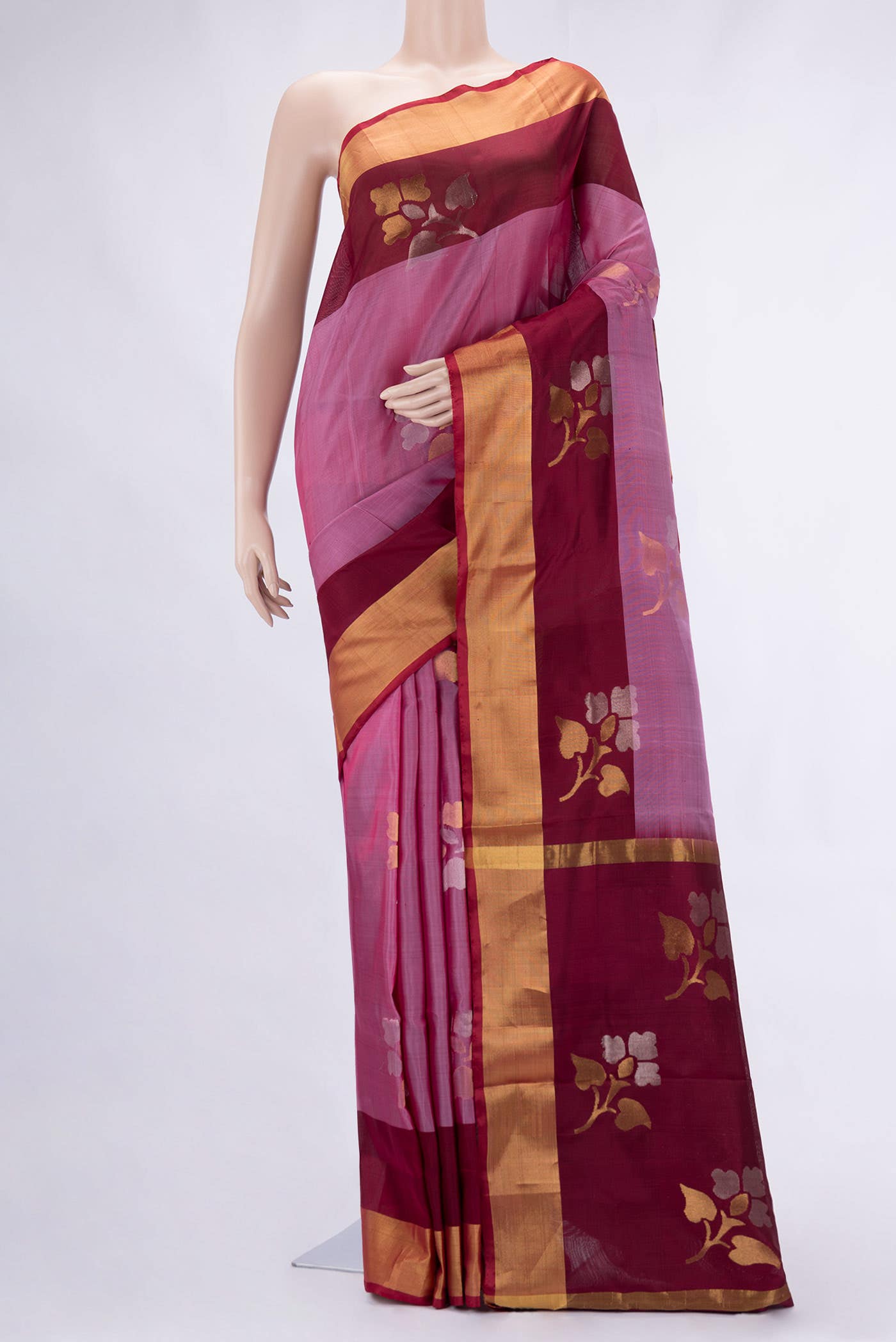 Pink Dual Tone Uppada Silk Saree